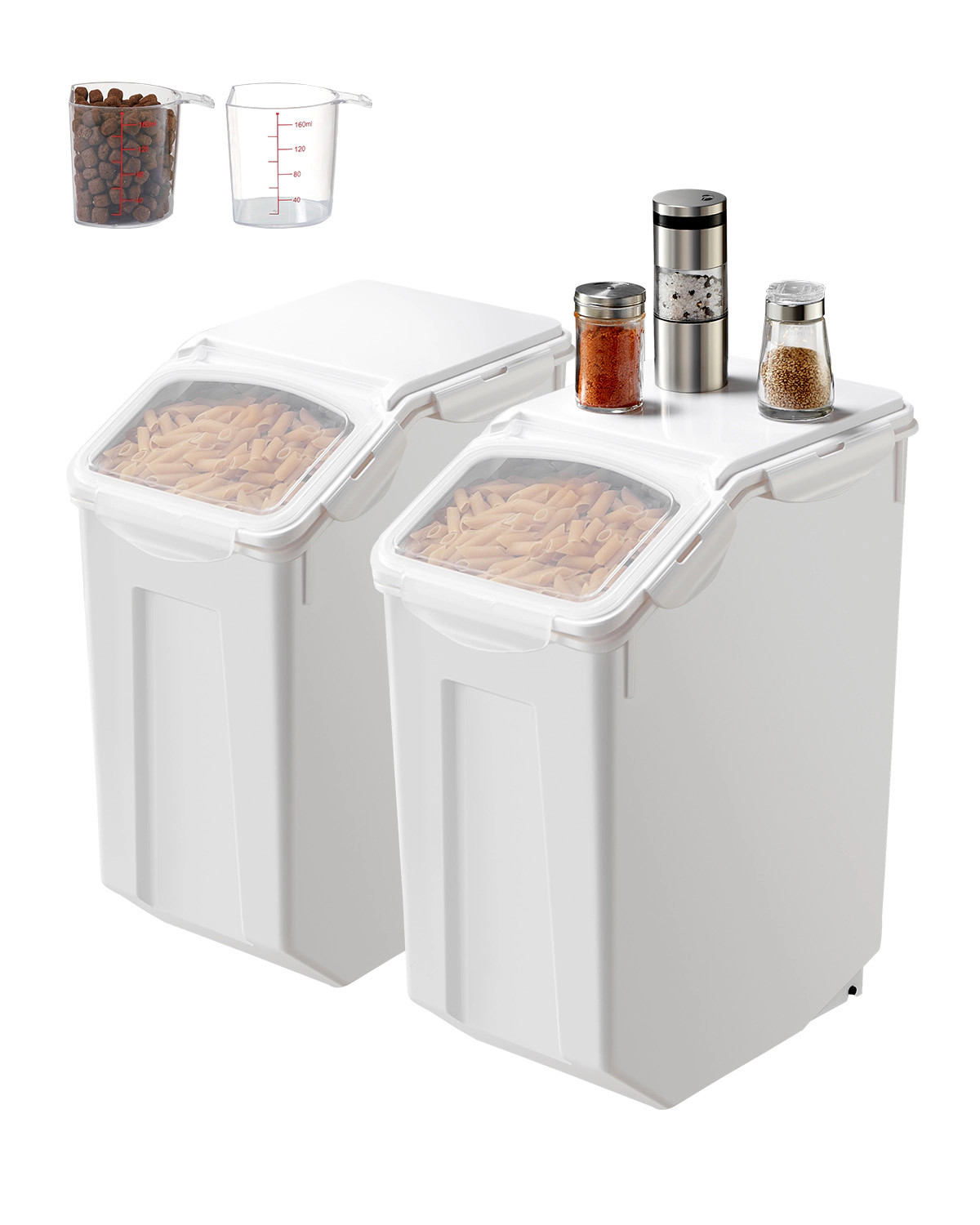 HONGGE Rice Storage Container Dog Food Dispenser Bin with Airtight Lid