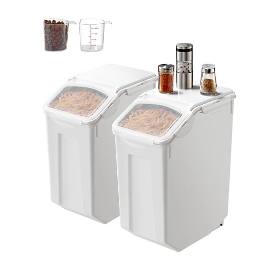 HONGGE Rice Storage Container Dog Food Dispenser Bin with Airtight Lid