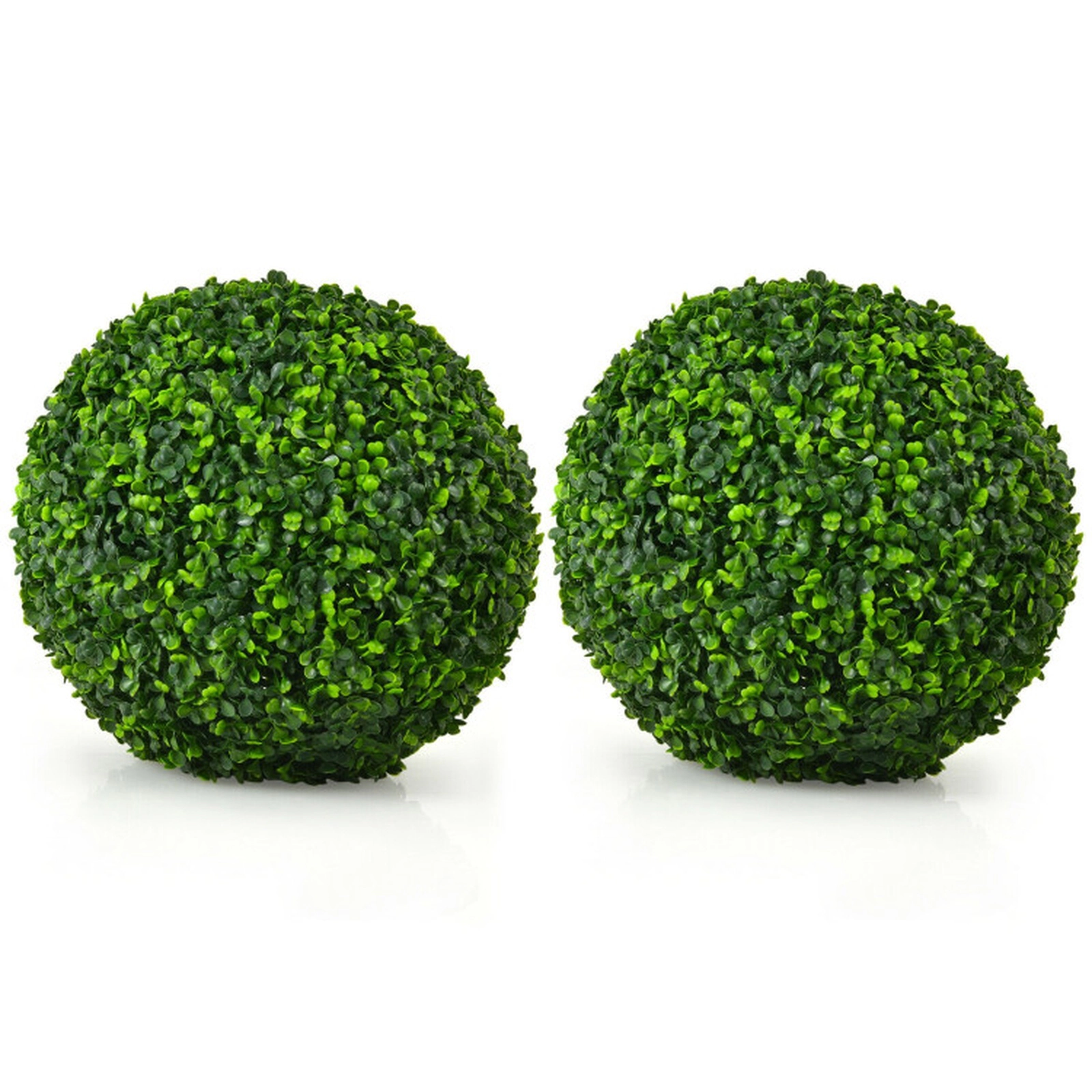 SUGIFT Set of 2 19-in Artificial Boxwood Topiary Balls with UV Protection Fade Resistance and Clip Halves