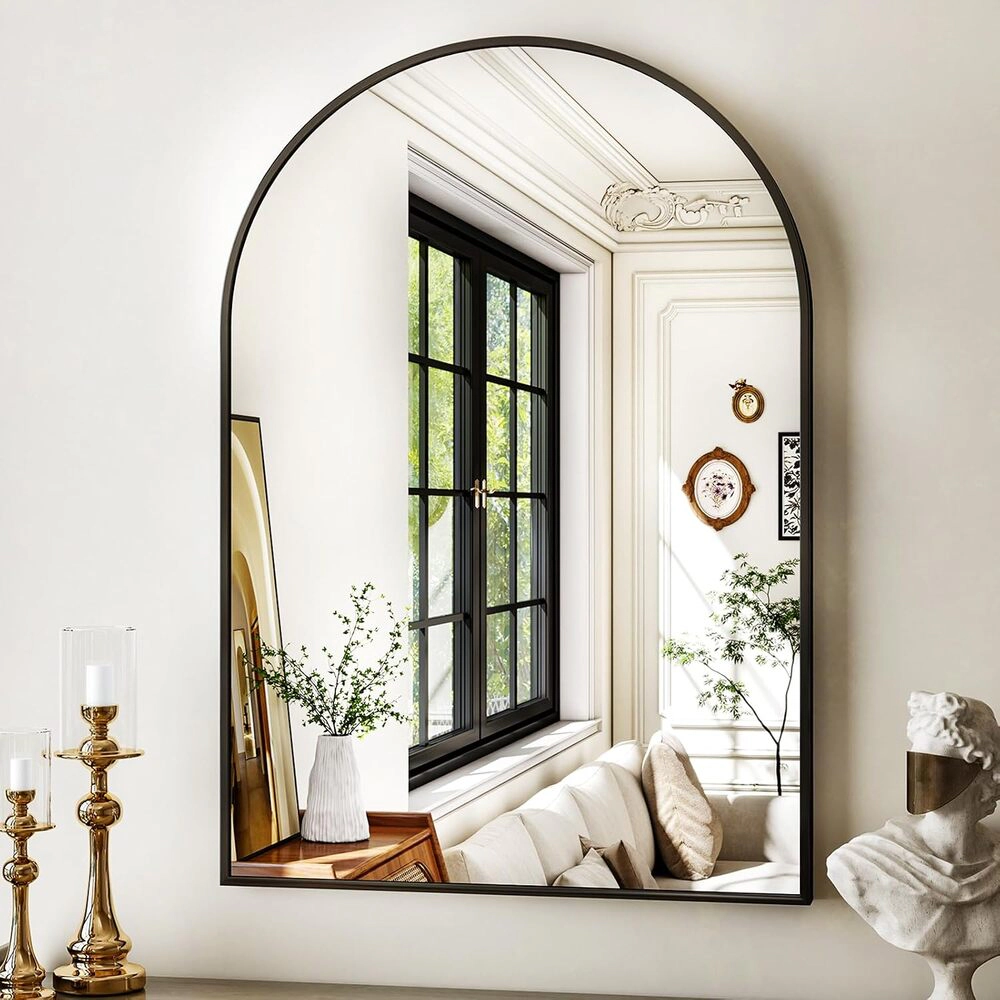 Novsight Trading Unisex Black Arched Wall Bathroom Mirror 20 x 30 in