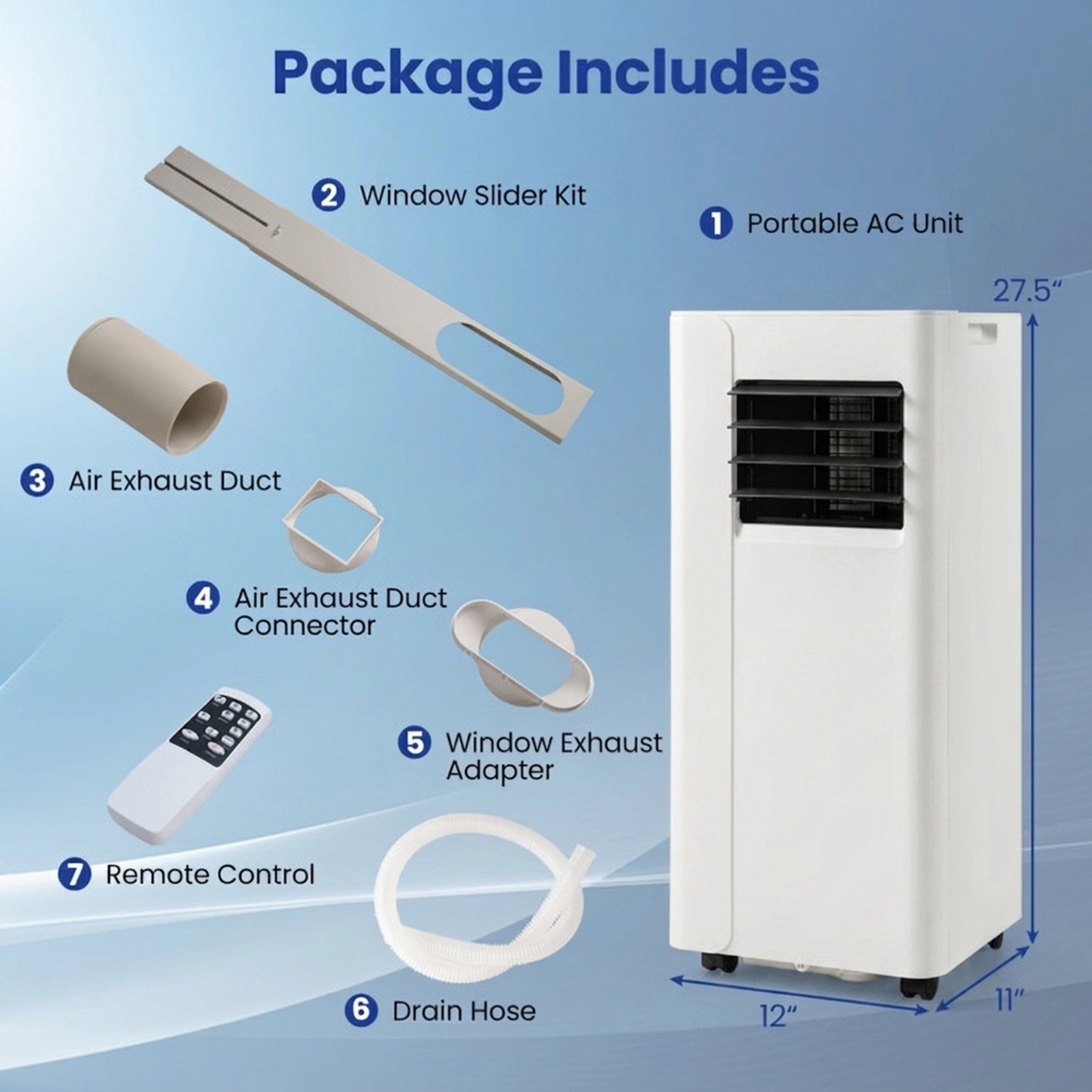 SUGIFT 3-in-1 Portable Air Conditioner with Fan and Dehumidifier 10000 BTU White + Black