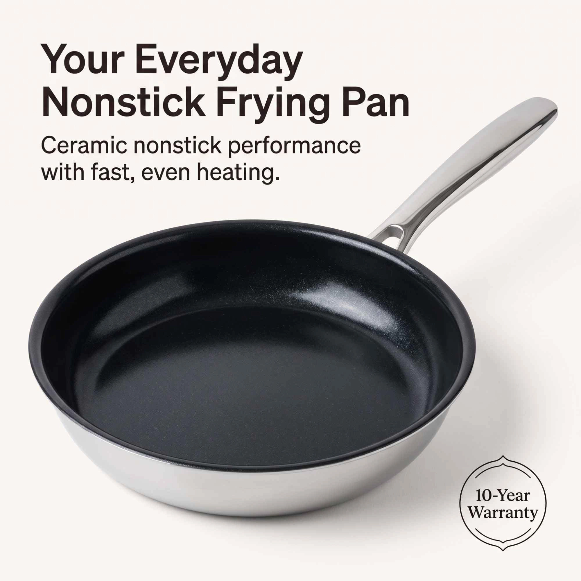 Alva Maestro Ceramic Nonstick Stainless Steel Frying Pan with Glass Lid
