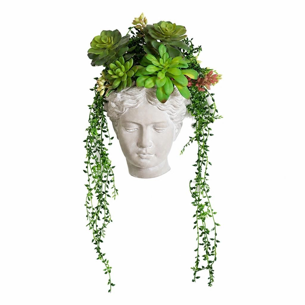 WOW PIONEER Solid Cement Decorative Planter Pot for Indoor Outdoor Garden Patio Balcony
