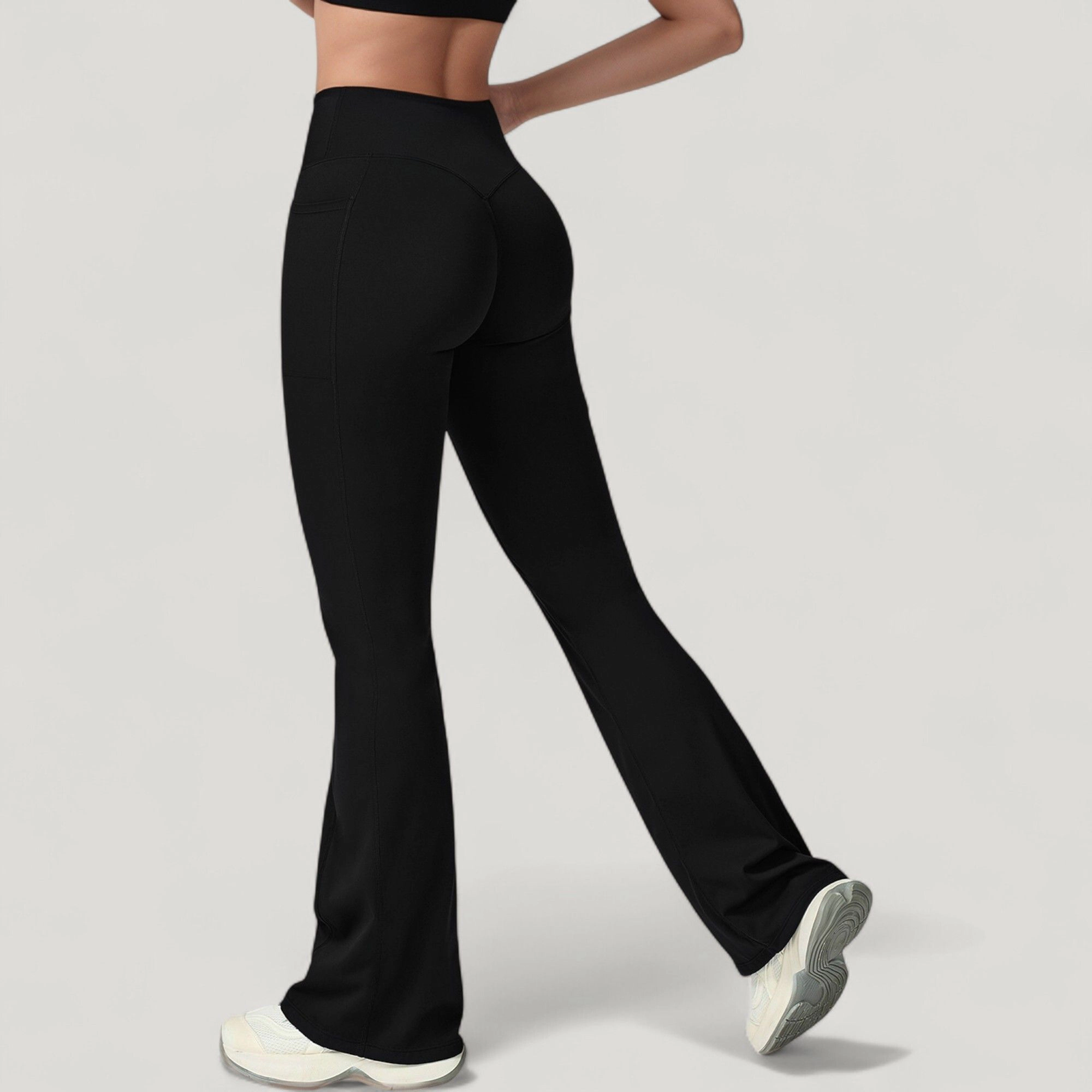 Anna-Kaci Active Women's Crossover Waist Flare Lounge Pants Soft Woven Fabric with Relaxed Fit