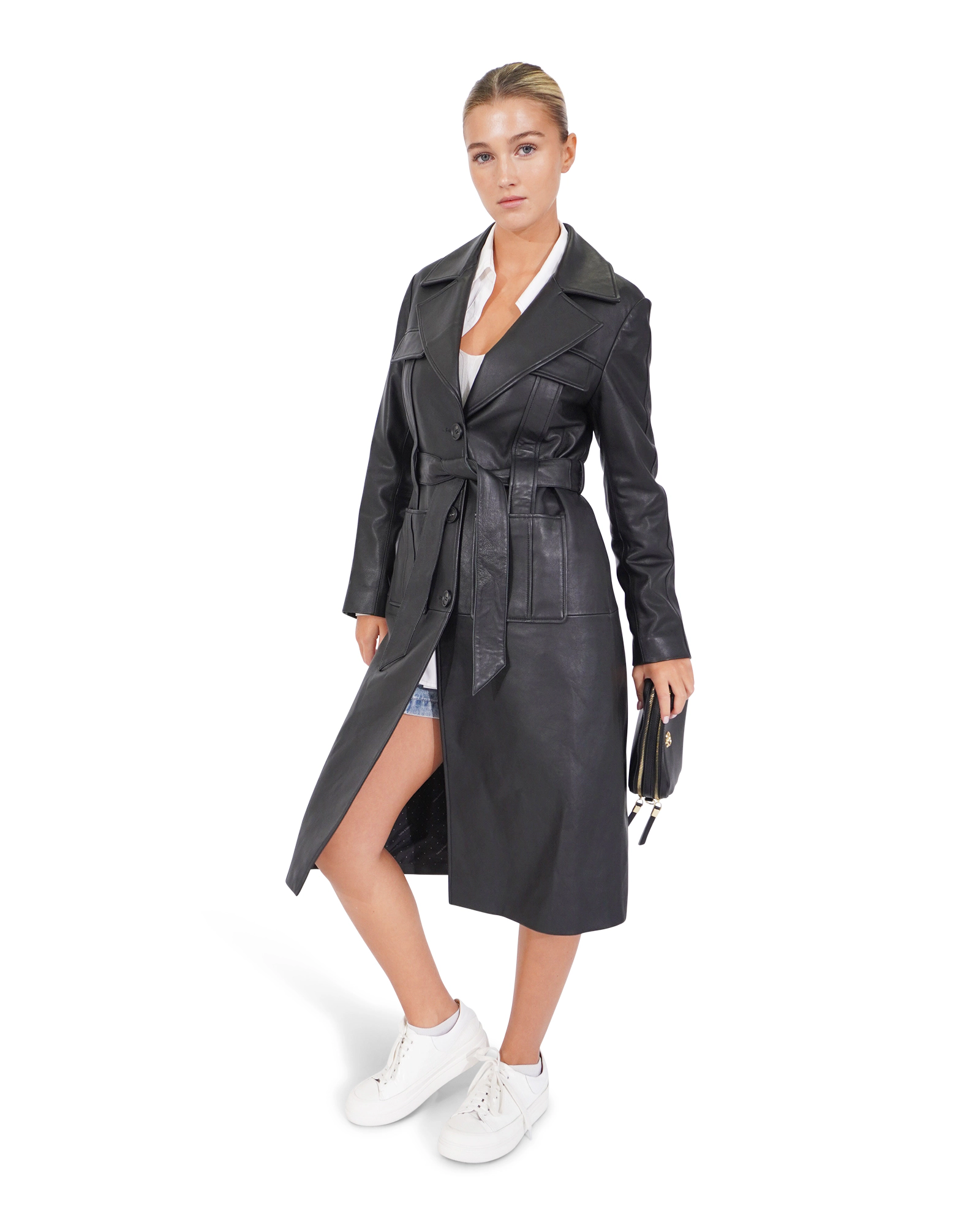 Belle & Bloom Womens Unstoppable Leather Trench