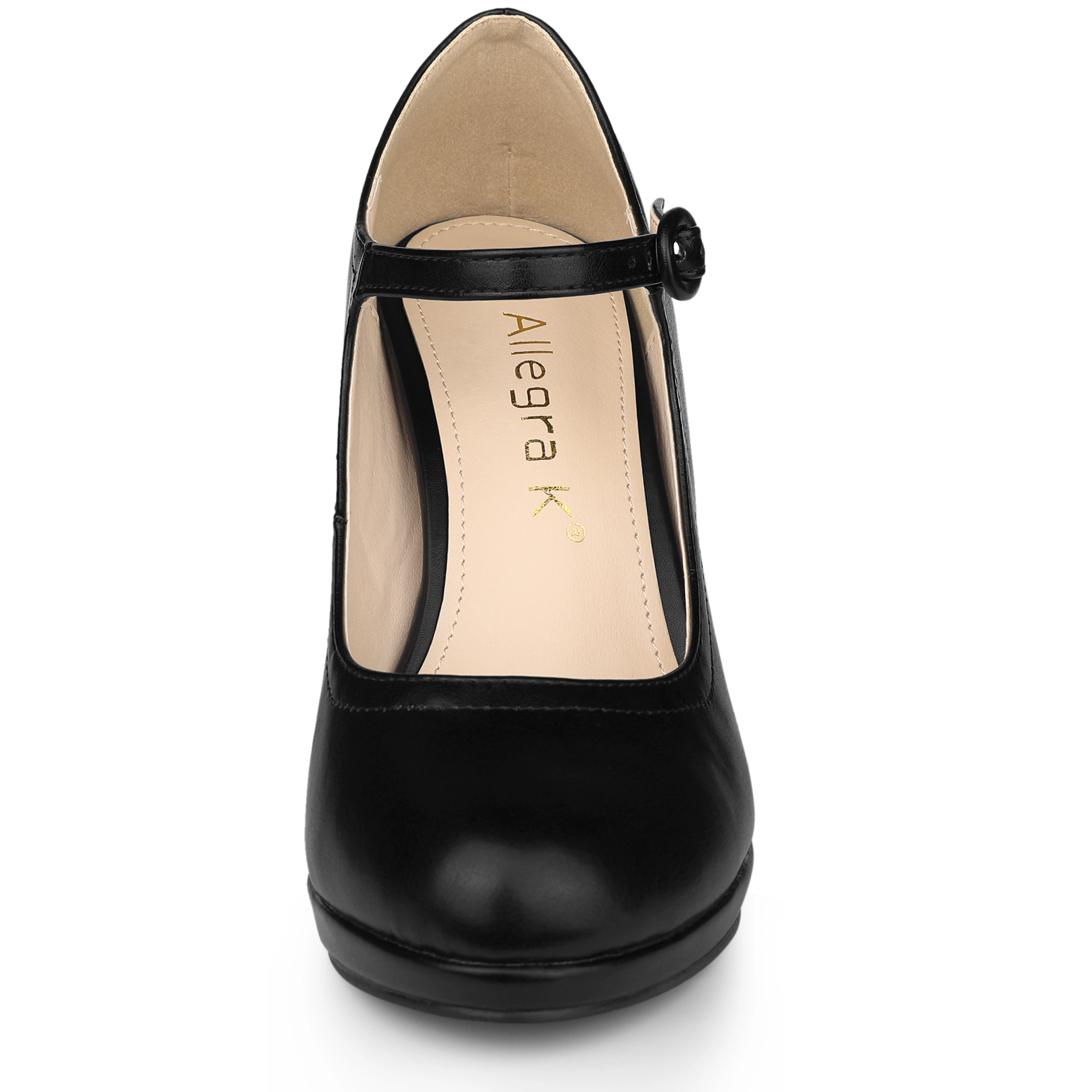 BLISSFUL STEP Women Platform Round Toe Ankle Strap Mary Jane Pump Shoes