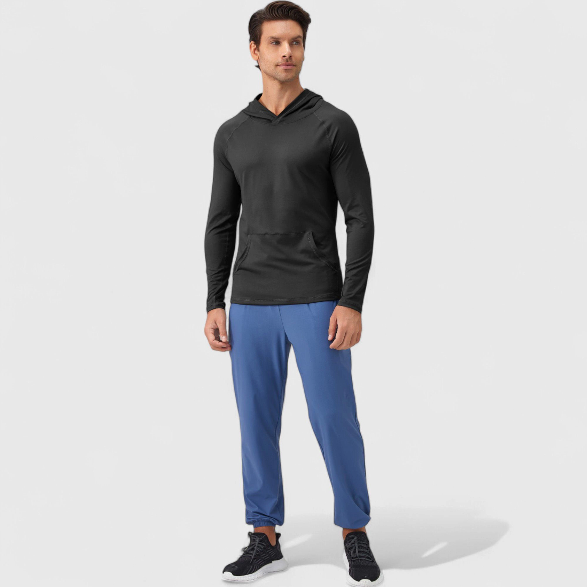 Anna-Kaci Men's Long Sleeve Pullover Hoodie with Front Kangaroo Pocket and Athletic Fit