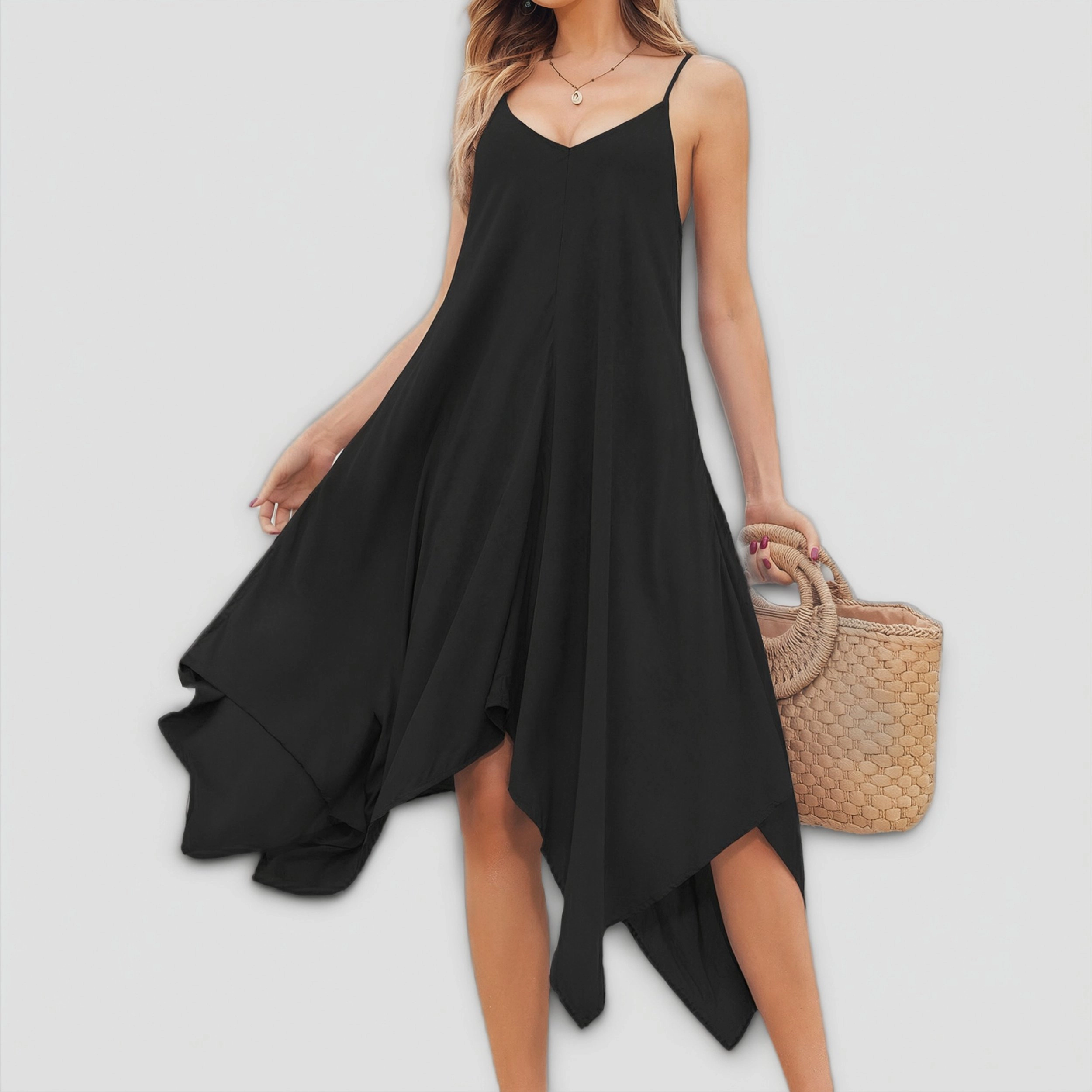 Zeagoo Women's V Neck Sleeveless Swing Dress