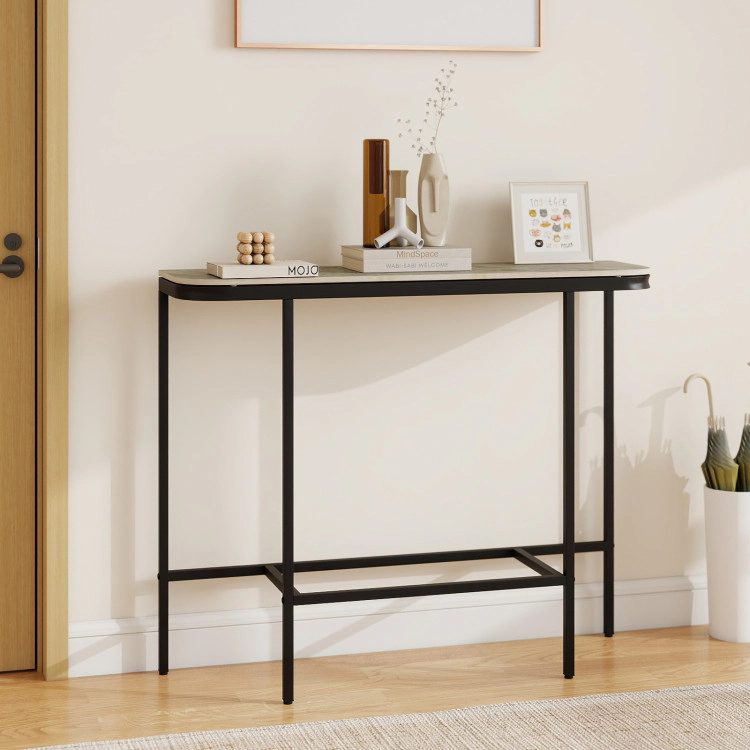 Hivvago Console Table 44-Inch Entryway With Faux Marble Tabletop And Heavy-Duty Metal Frame
