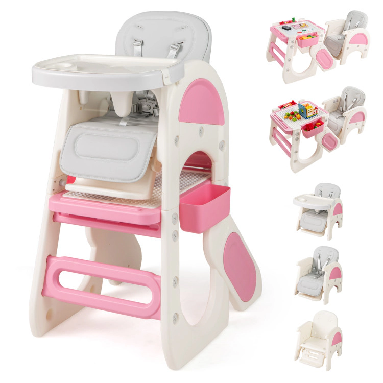 Hivvago Convertible Baby High Chair with Double-layer Tray and Adjustable Backrest