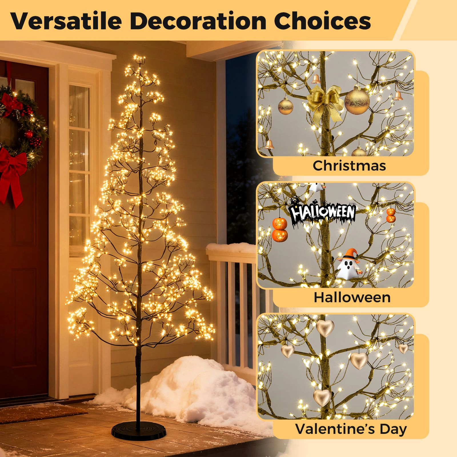 SlickBlue Artificial Lighted Alpine Tree with Dense Branch Tips and Weighted Base