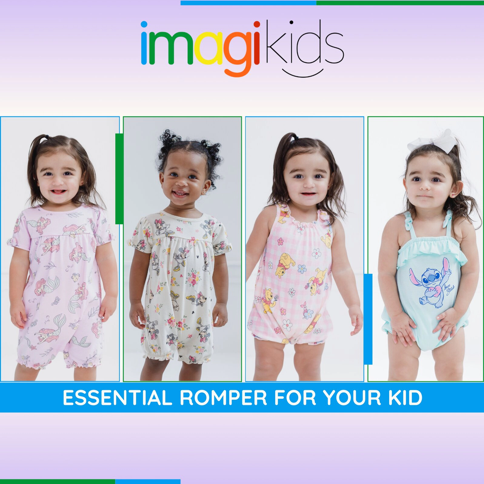 Disney Baby Girls' 2-Pack One Piece Bubble Rompers