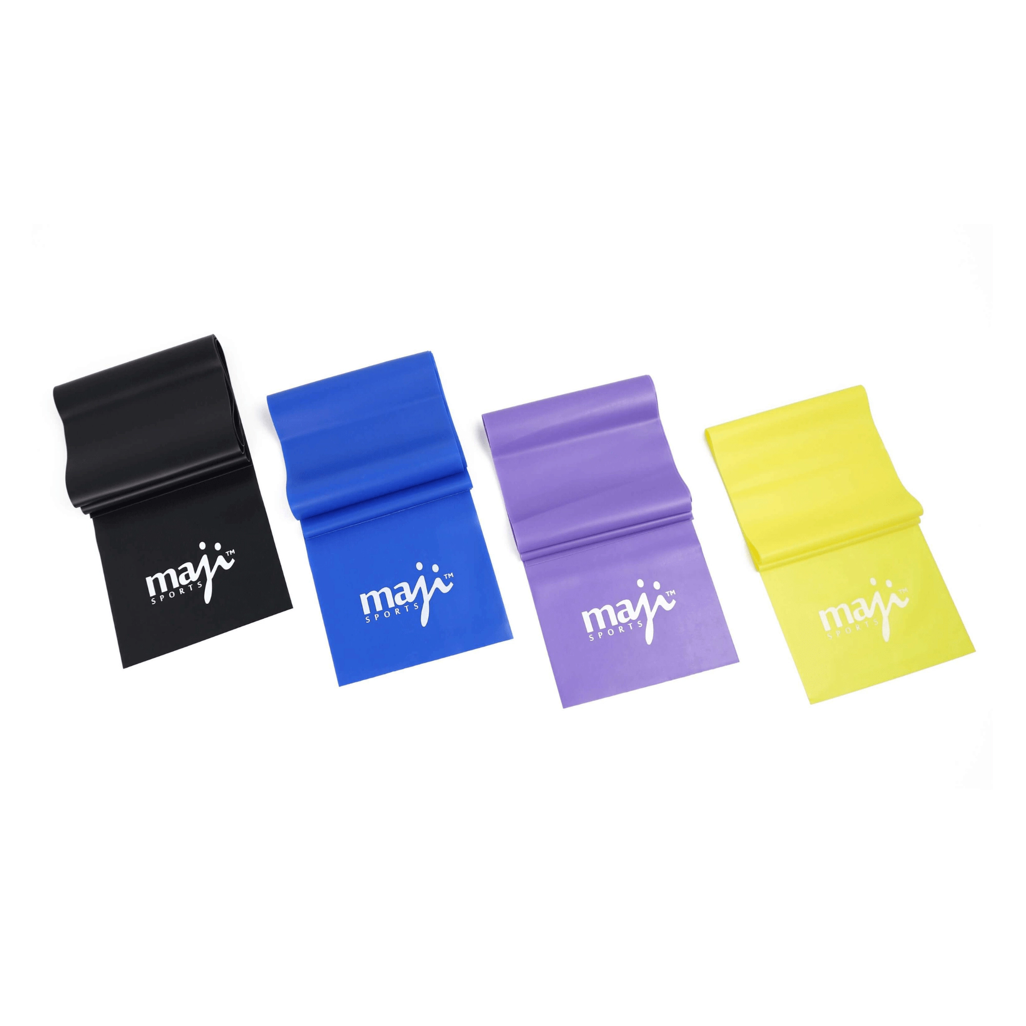 Maji Sports Unisex Full Body Exercise & Stretch Bands - Variable Resistance 4 Pack