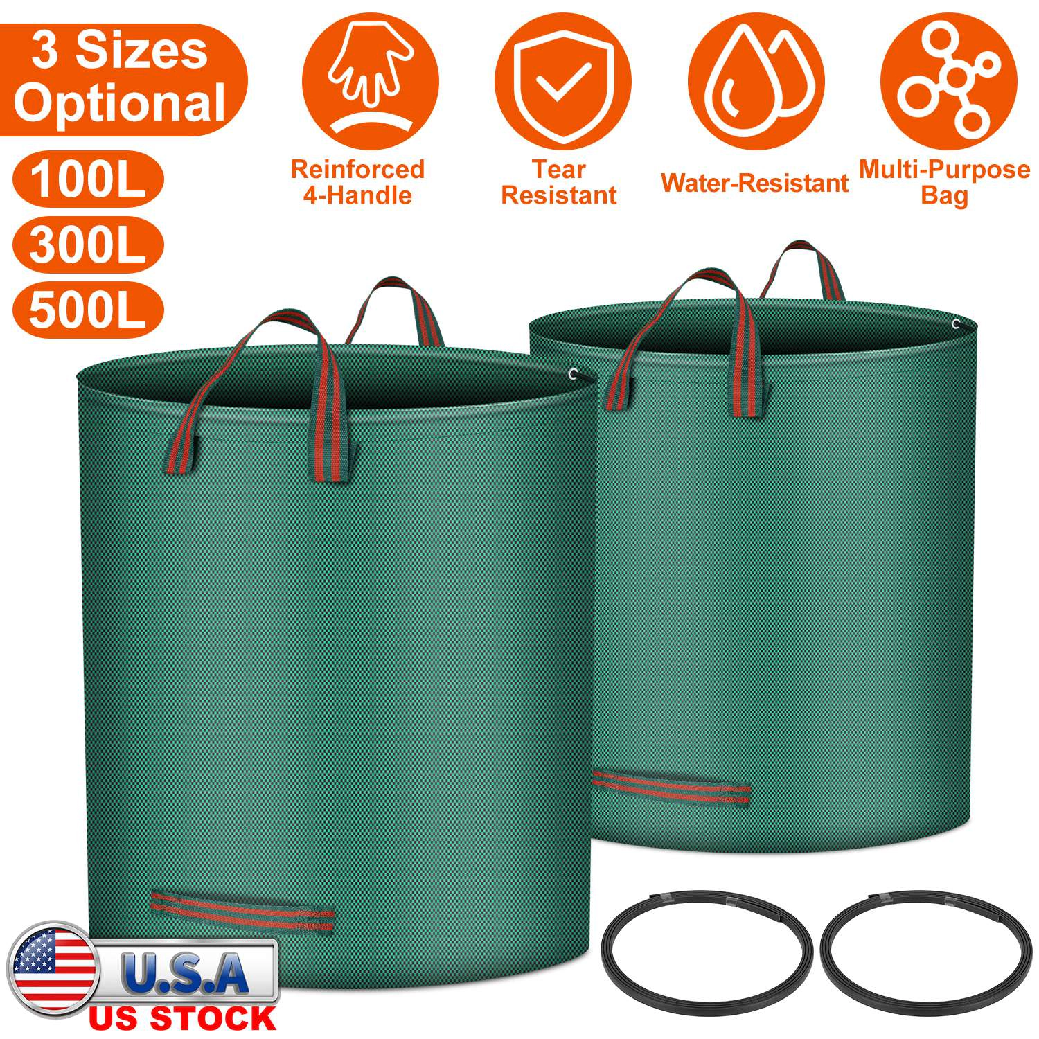 GBruno 2-Pack Waterproof Garden Waste Bags