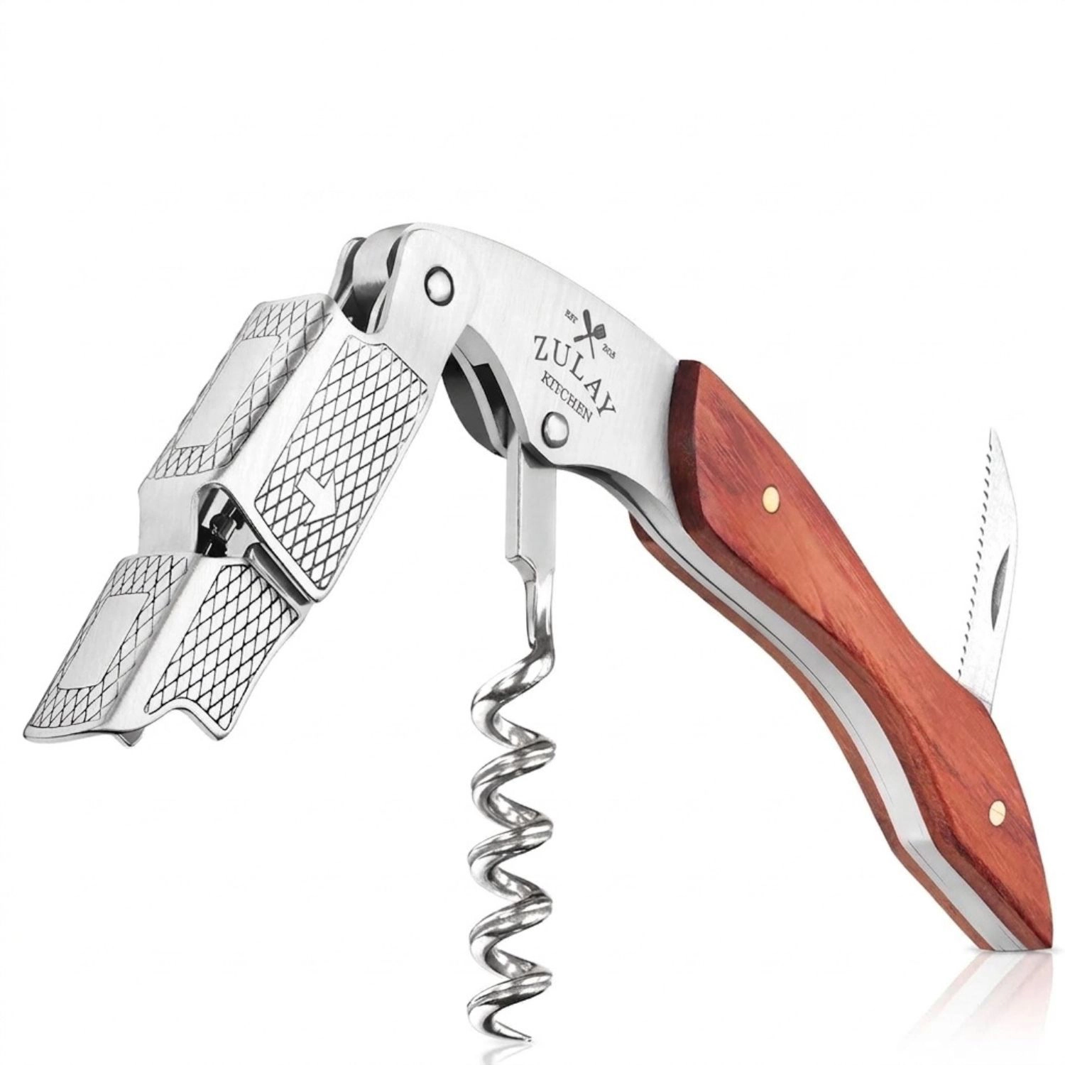Zulay Kitchen Corkscrew Wine Opener with Foil Cutter & Cap Remover