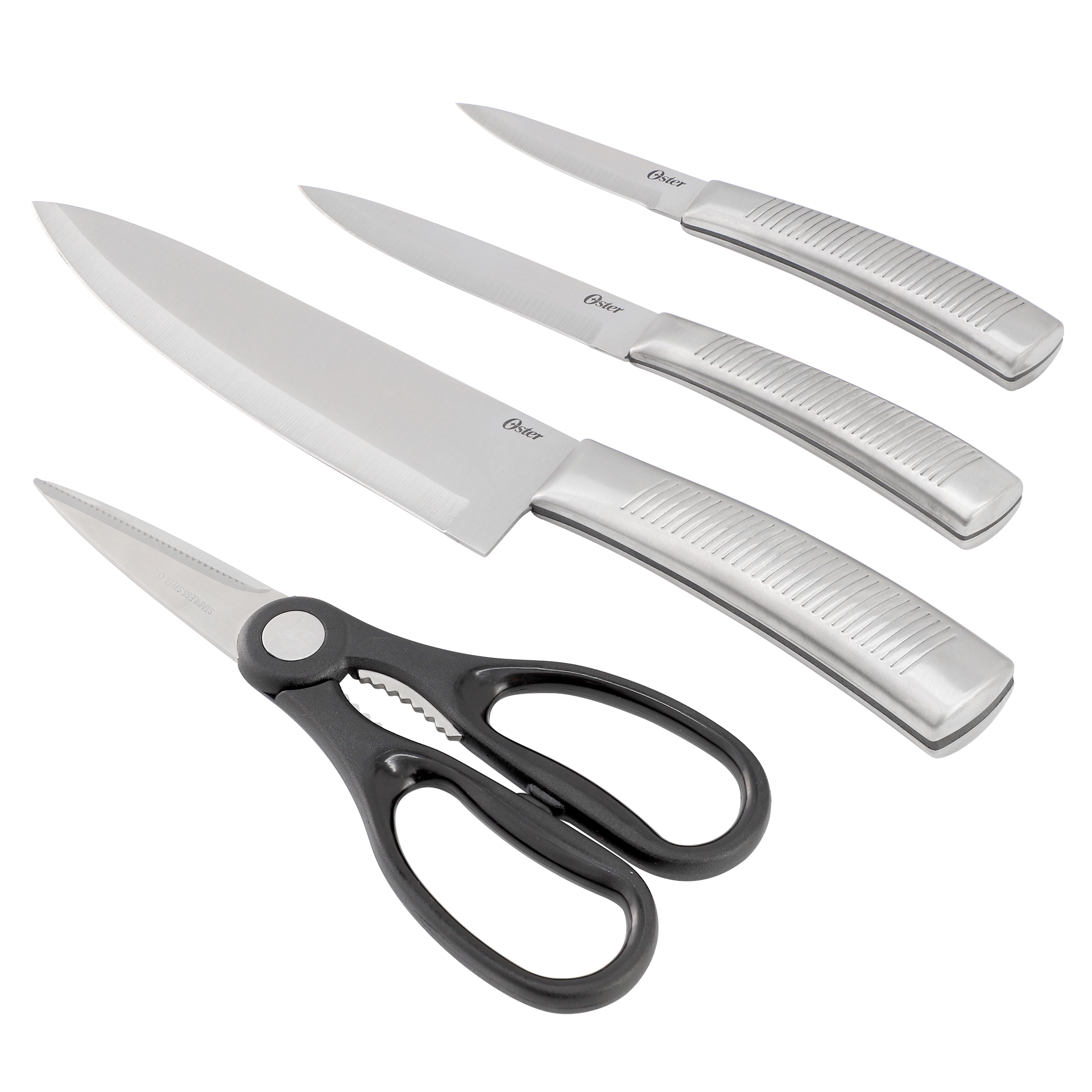 Oster Eddington 4 Piece Stainless Steel Cutlery Set with Ridged Handles