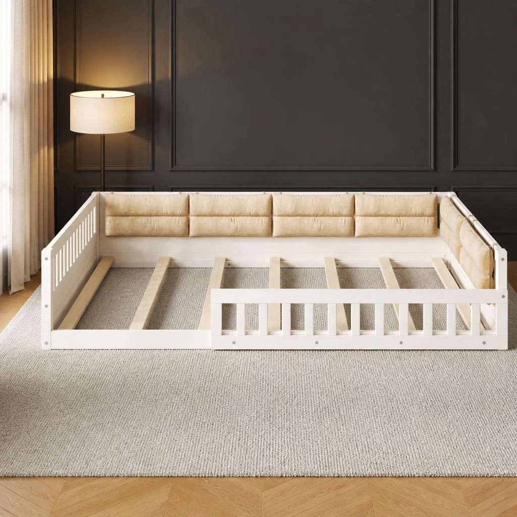 GOODSILO Full Solid Wood Low Profile Queen Bed Frame