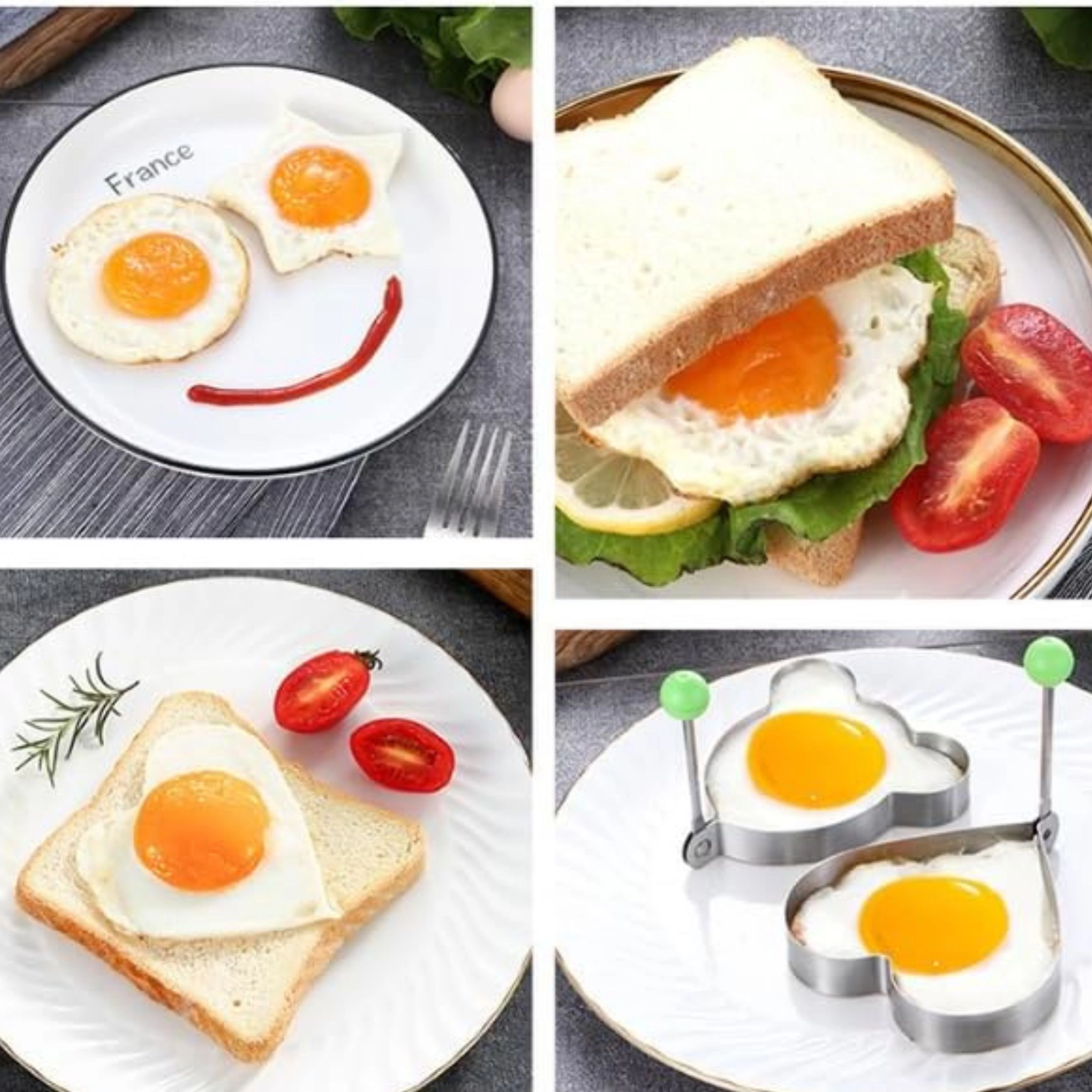 Stock Preferred Pack of 5 Stainless Steel Egg Pancake Rings with Silicone Pastry Brush
