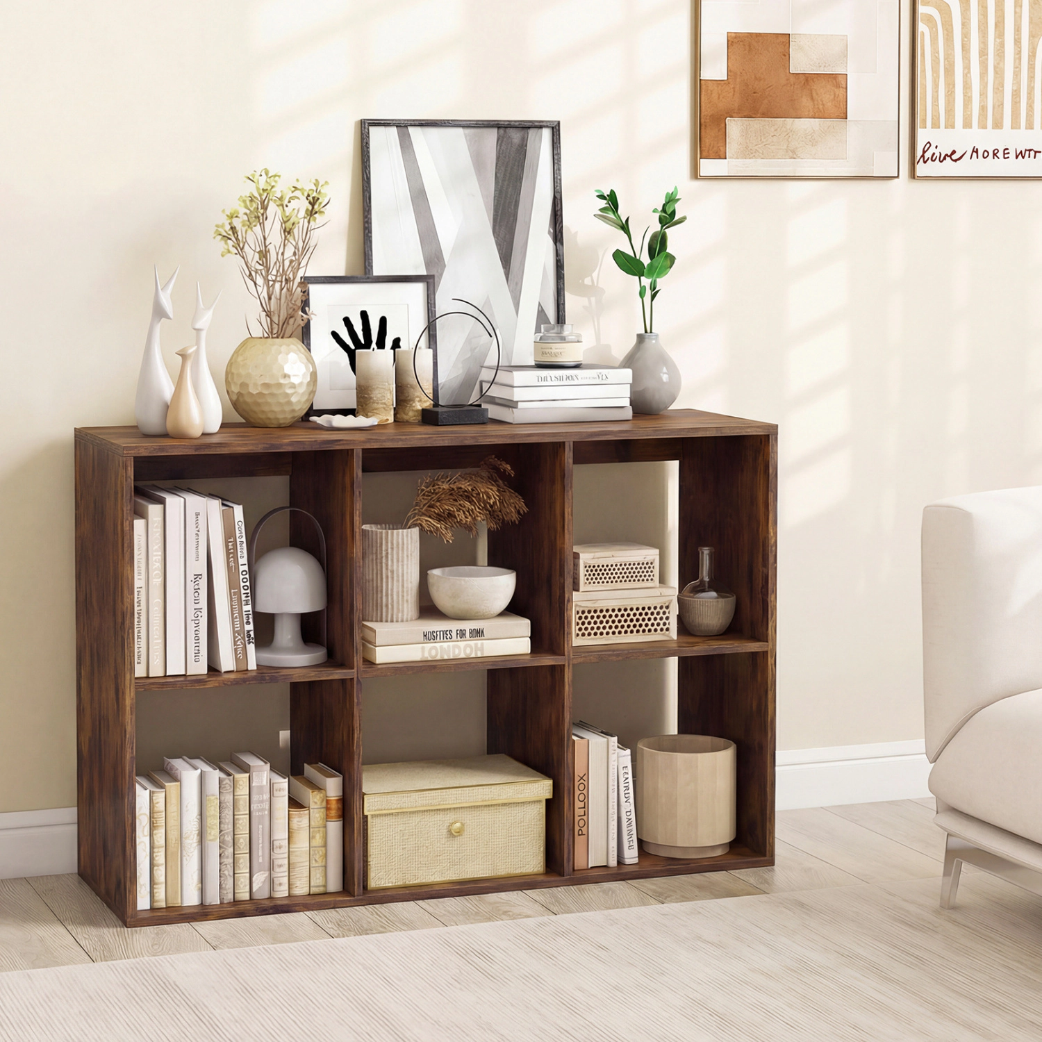 SlickBlue 6 Cube Bookshelf Storage Organizer with Open Back