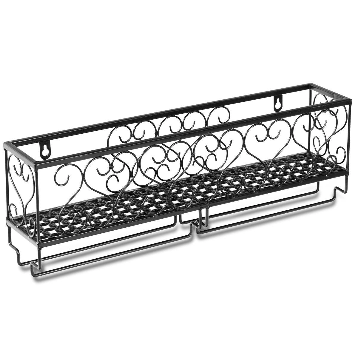 SlickBlue Wall Mounted Wine Rack with Glass Holder and Bottle Storage