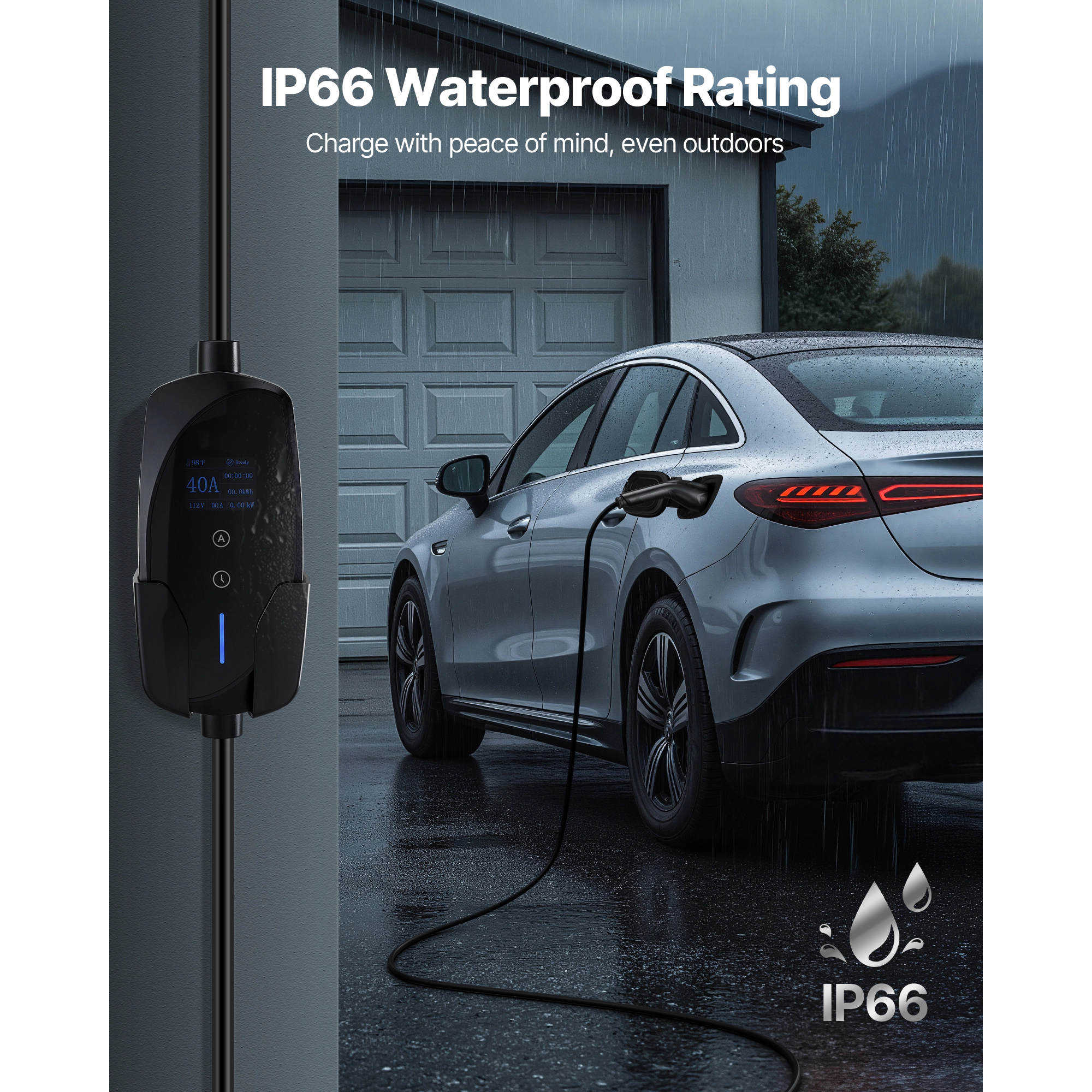 HONGGE Level 2 EV Charger Adjustable Current 240V Electric Vehicle Portable Charger with 25 ft Charging Cable NEMA