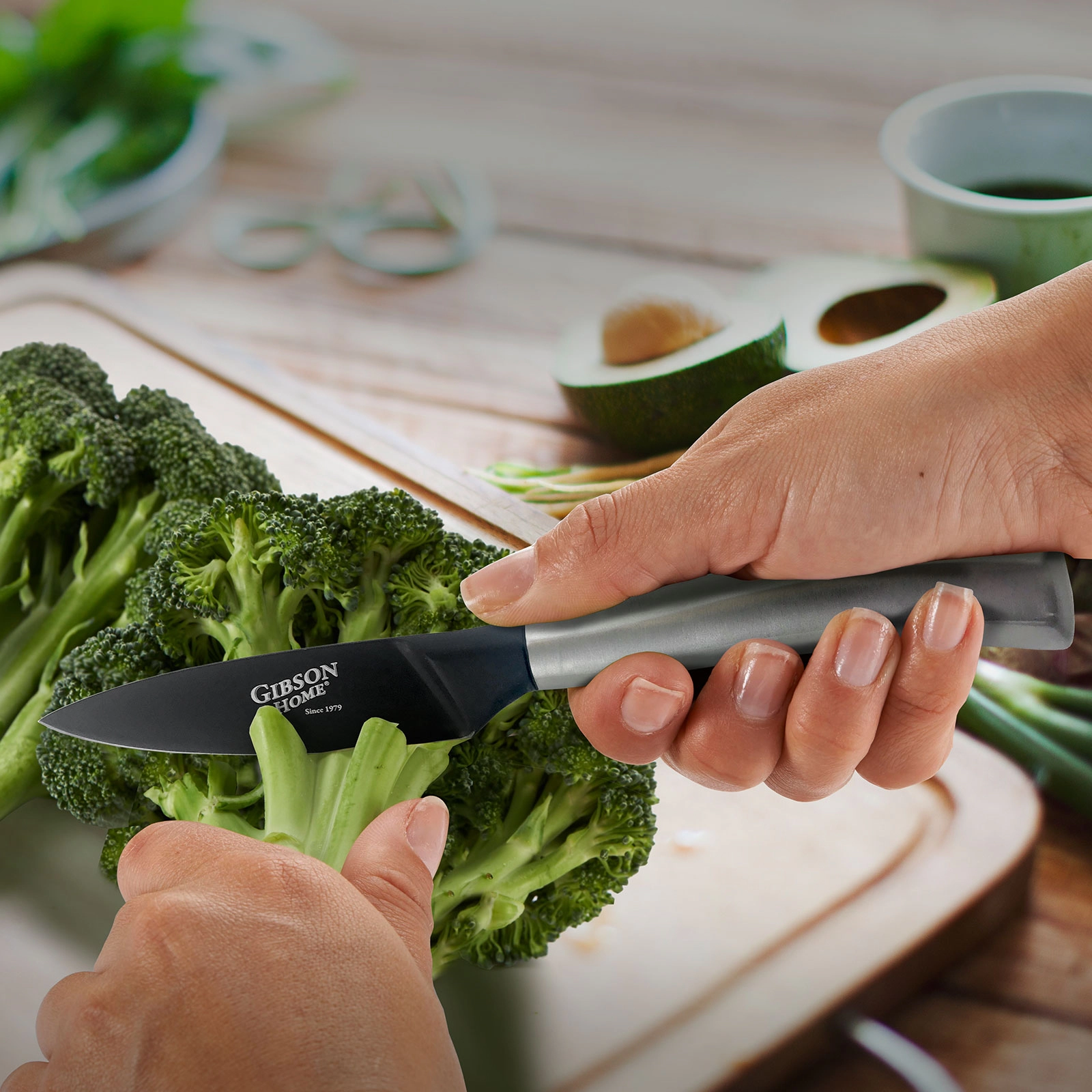 Gibson Home Opus 3.5 Inch. Stainless Steel Paring Knife with Black Blade
