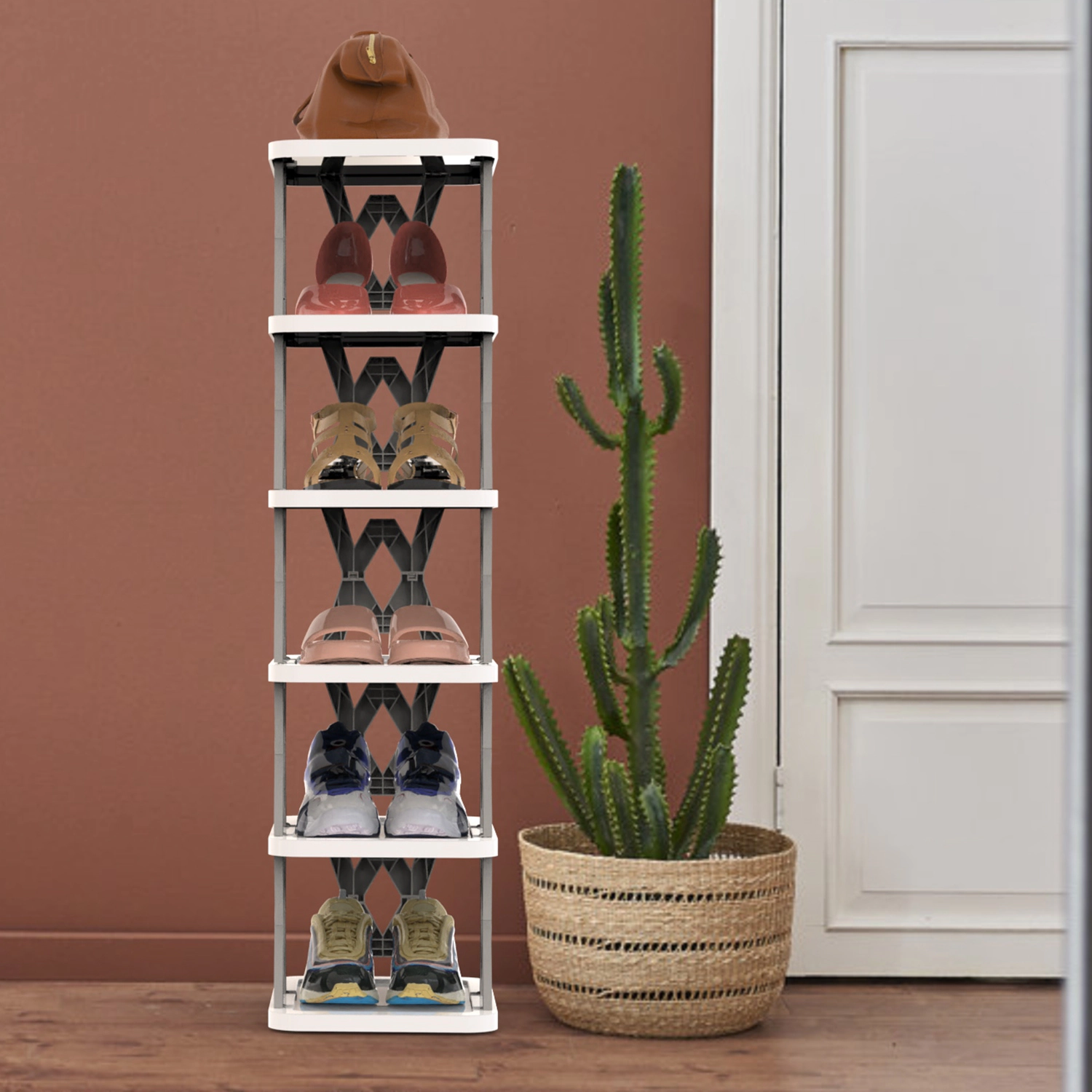 GBruno 6-Tier Foldable Vertical Shoe Rack