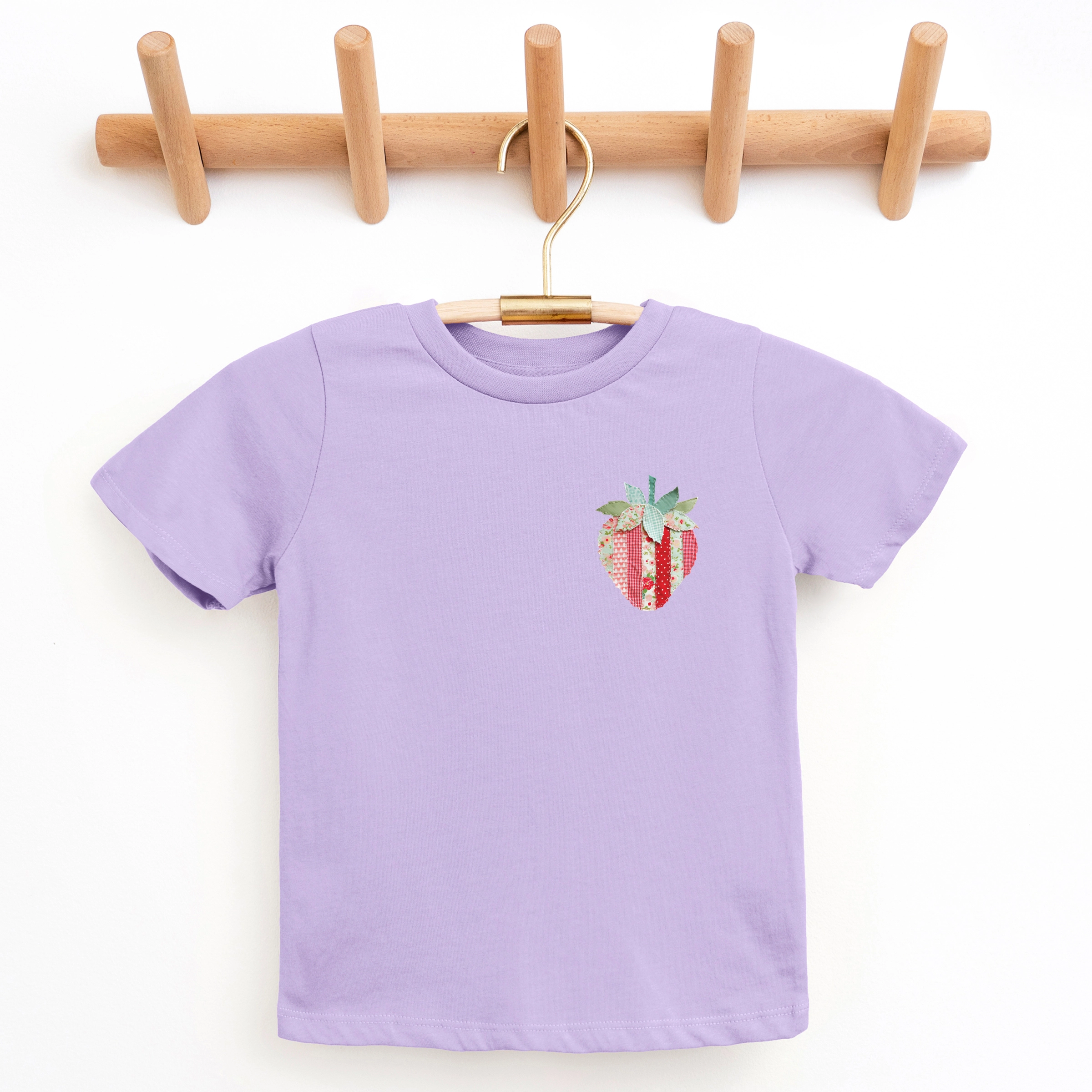 The Juniper Shop - Strawberry Faux Patchwork Youth Short Sleeve Graphic T-Shirt