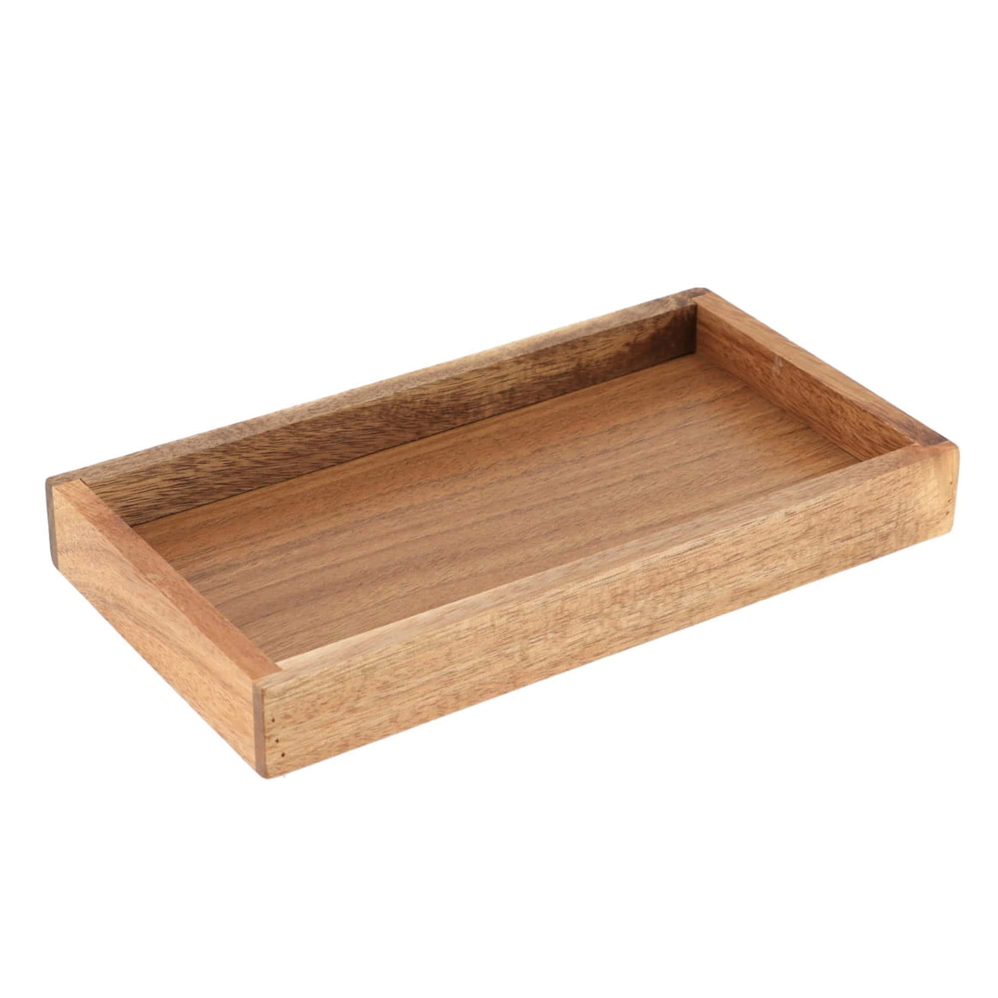 Evideco French Home Goods Acacia Wood Rectangular Vanity Tray 7.14 x 4.6 x 1 in