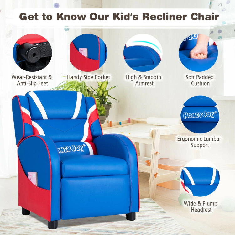 Hivvago Kids Leather Recliner Chair With Side Pockets