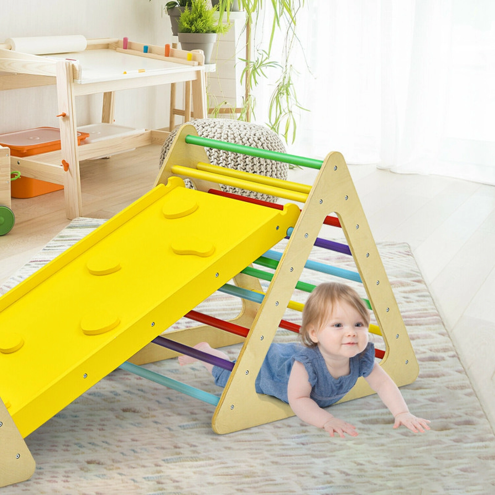 SUGIFT Kids Multicolor 3-in-1 Set of 2 Triangle Climbers with Ramp 31-in W 27.5-in H 132-lb Climber Capacity