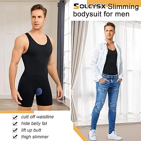 Nebility Mens Sleeveless Compression Bodysuit
