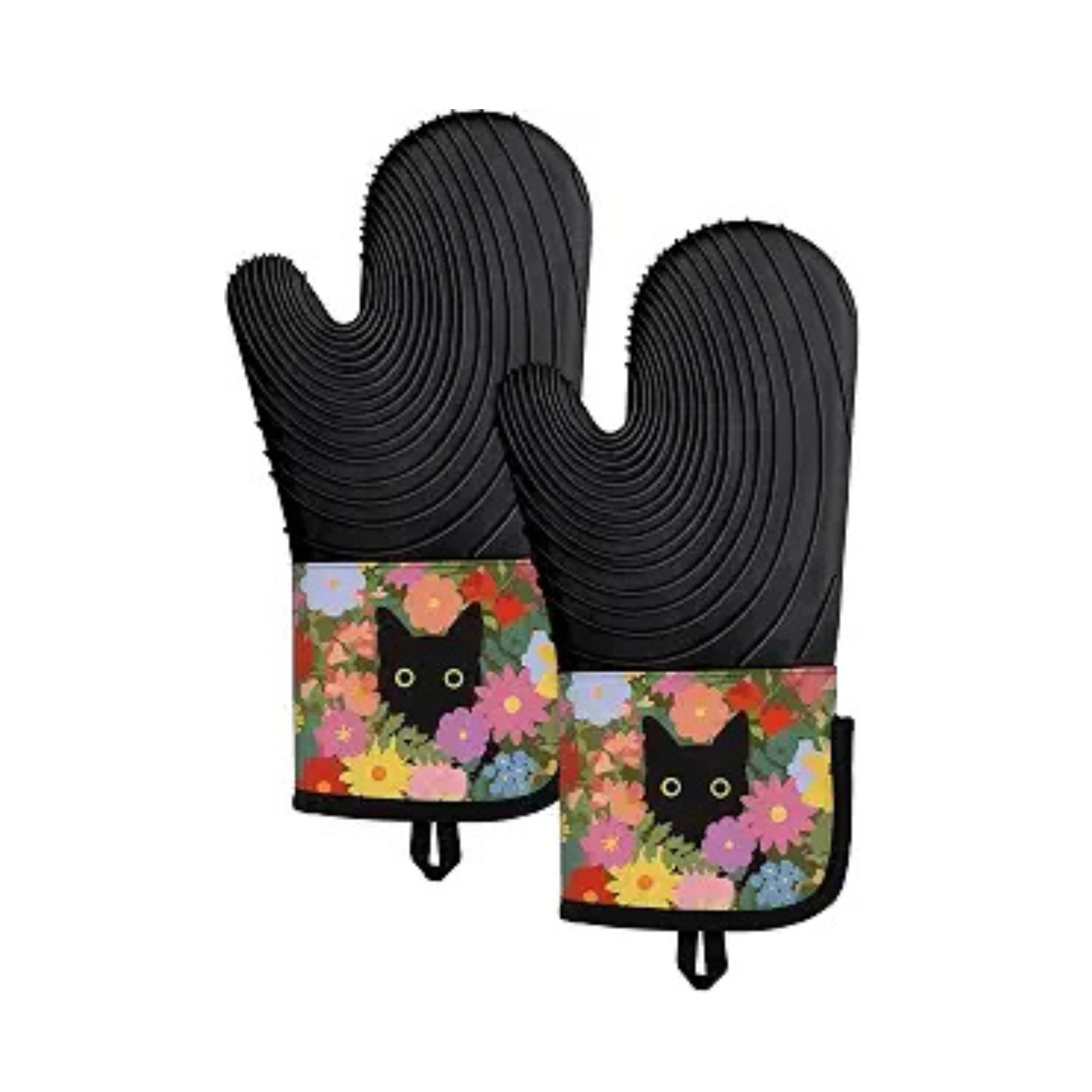 Stock Preferred Pack of 2 Long Silicone Oven Mitts with Cotton Lining and Nonslip Grip