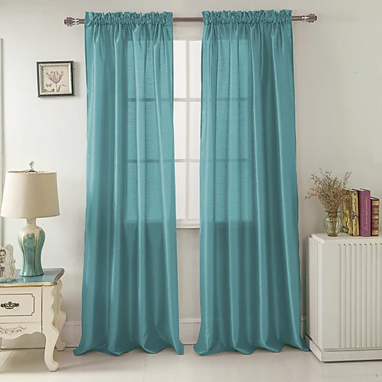 RT Designers Fau x Silk Nikki Rod Pocket Window Curtain Panel 54 x 84 Teal