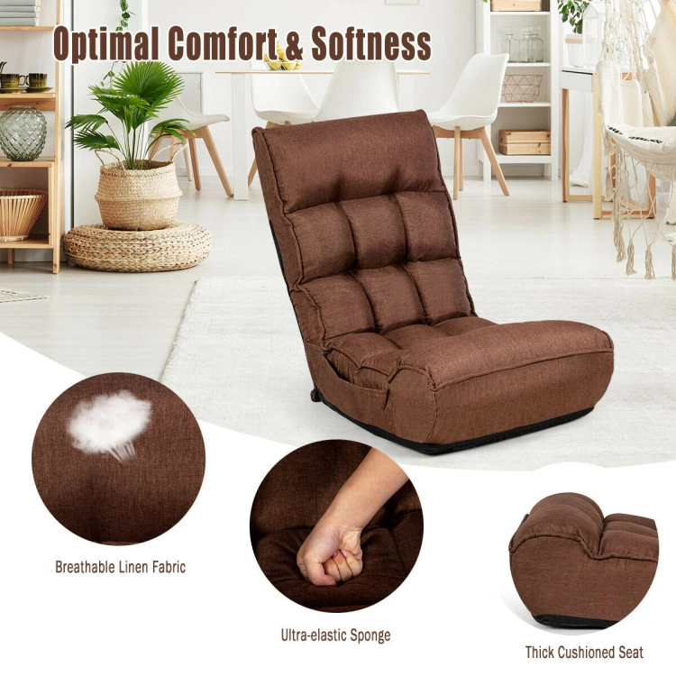 Hivvago 4-Position Adjustable Floor Chair Folding Lazy Sofa With Side Pocket