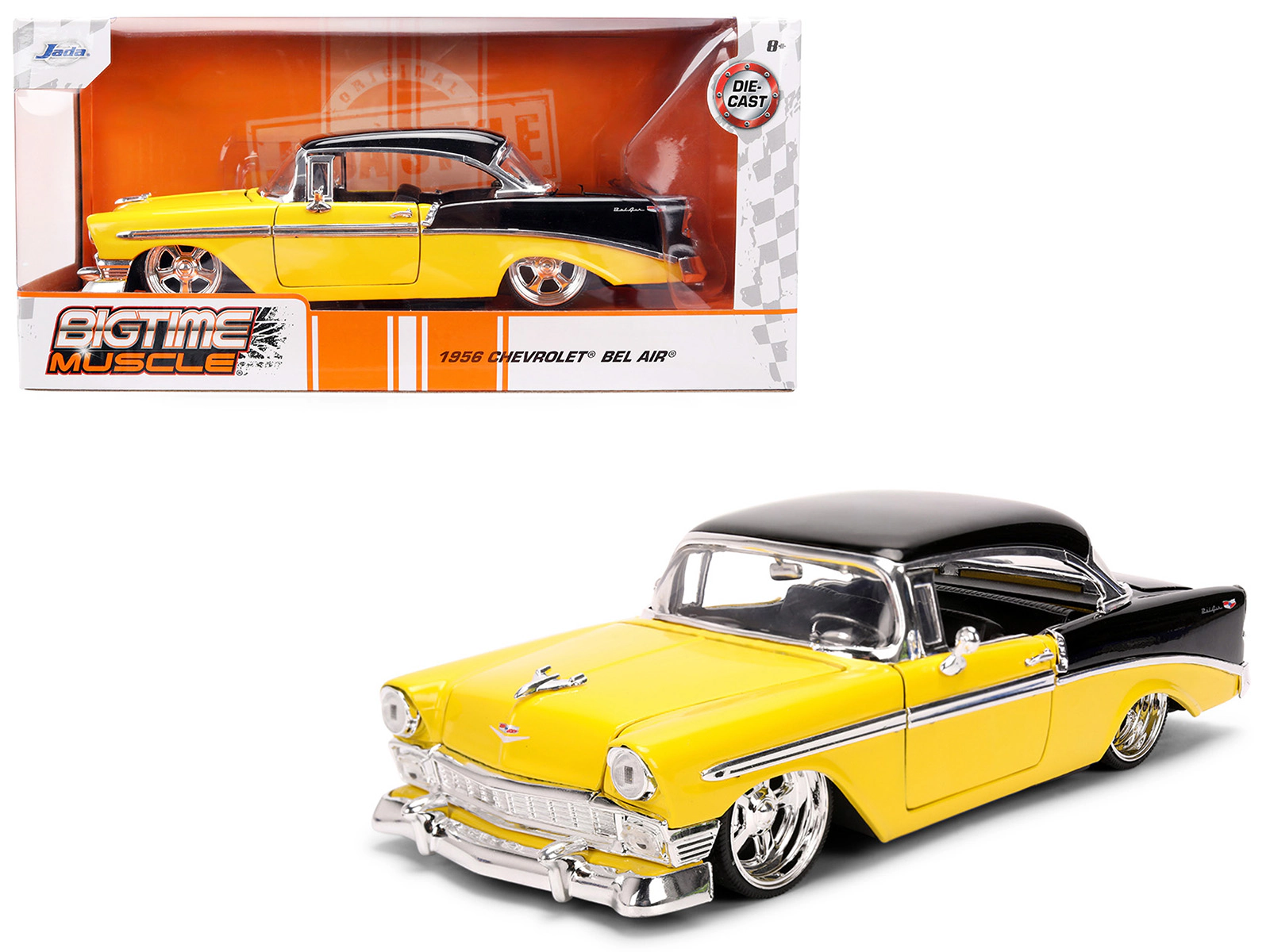 Jada 1956 Chevrolet Bel Air Yellow and Black "Bigtime Muscle" Series 1/24 Diecast Model Car by Jada