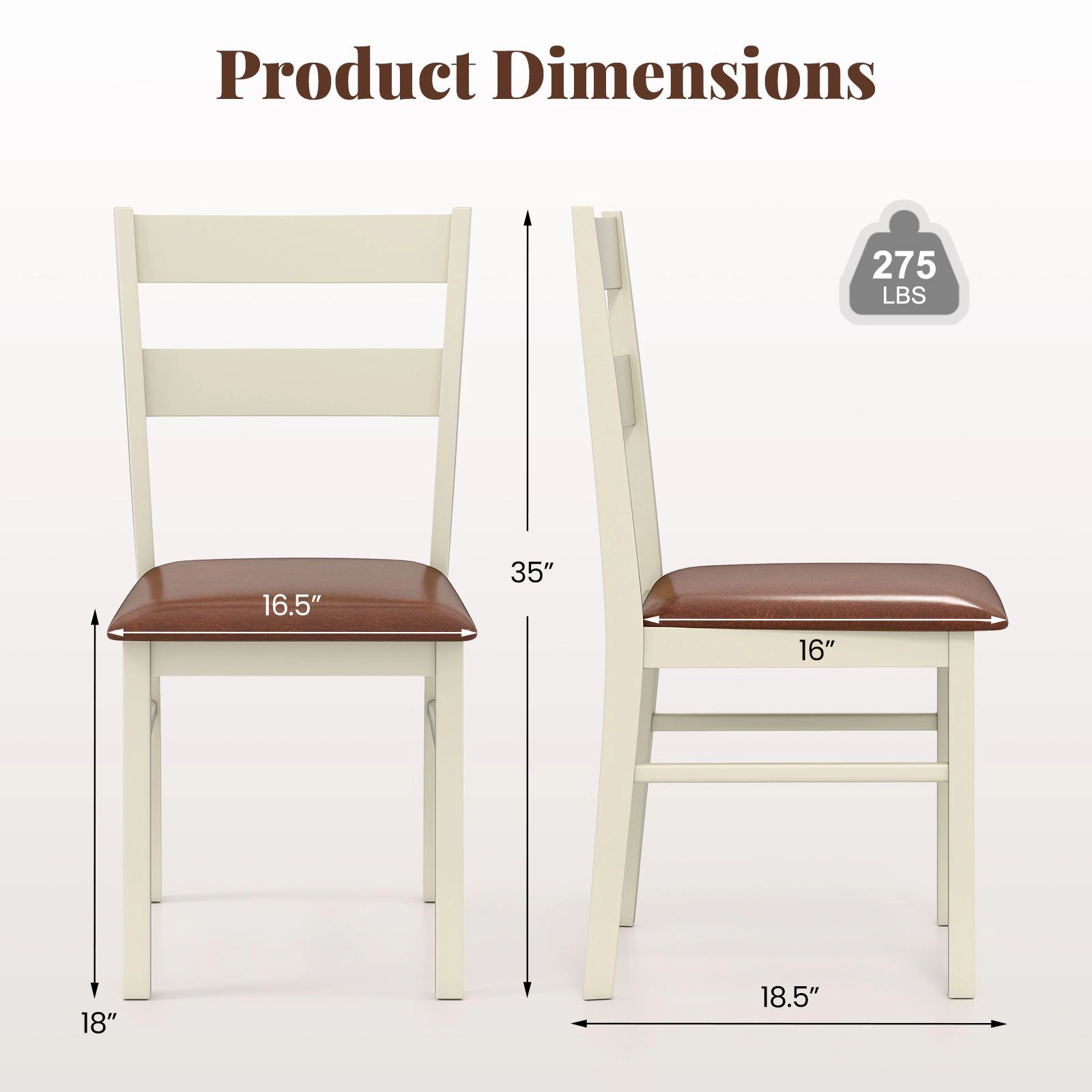 SlickBlue Set of 2 Wooden Dining Chairs PU Leather Upholstered Kitchen Chairs