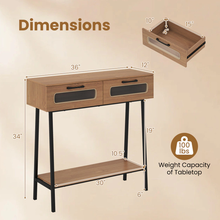 Hivvago Console Table With Led Lights And Open Shelf For Hallway Entrance