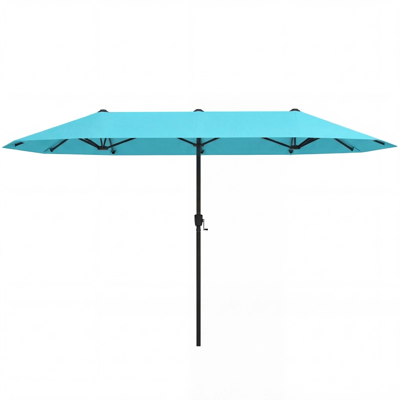 SUGIFT 13-ft Turquoise Rectangular Double-Sided Market Patio Umbrella with Hand Crank and 12 Ribs for Yard