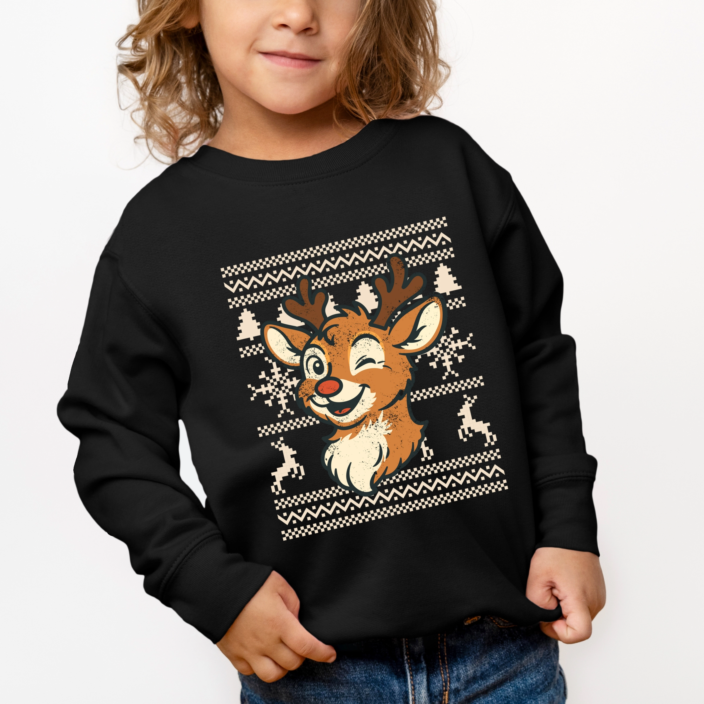 The Juniper Shop - Toddler Graphic Sweatshirt Ugly Sweater Reindeer