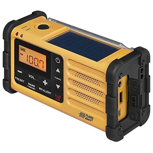 SANGEAN MMR-88 Emergency Radio - AM/FM NOAA, Solar, Hand Crank, USB, Flashlight, Yellow
