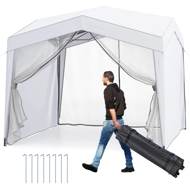 Hivvago Pop up Canopy Tent wiht 4 Sidewalls Mesh Netting Wheeled Bag