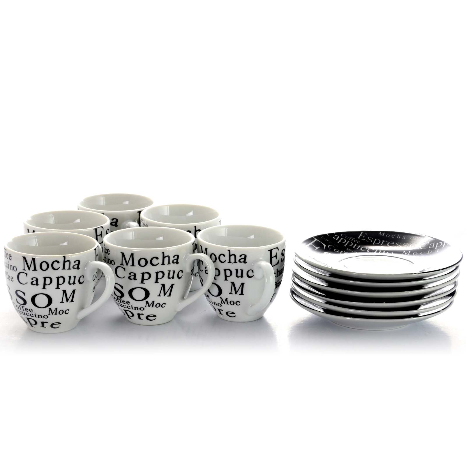 Gibson Espresso 13 Piece Small 3 oz Stoneware Coffee Cup Set with Wire Saucer Cup Rack
