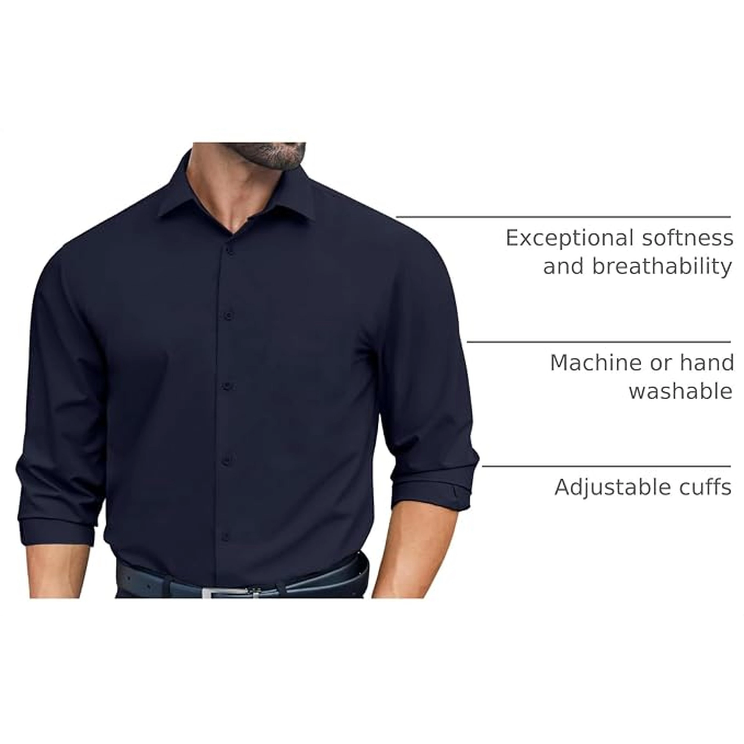 COOFANDY Men's Regular Fit Long Sleeve Collar Neck Dress Shirt