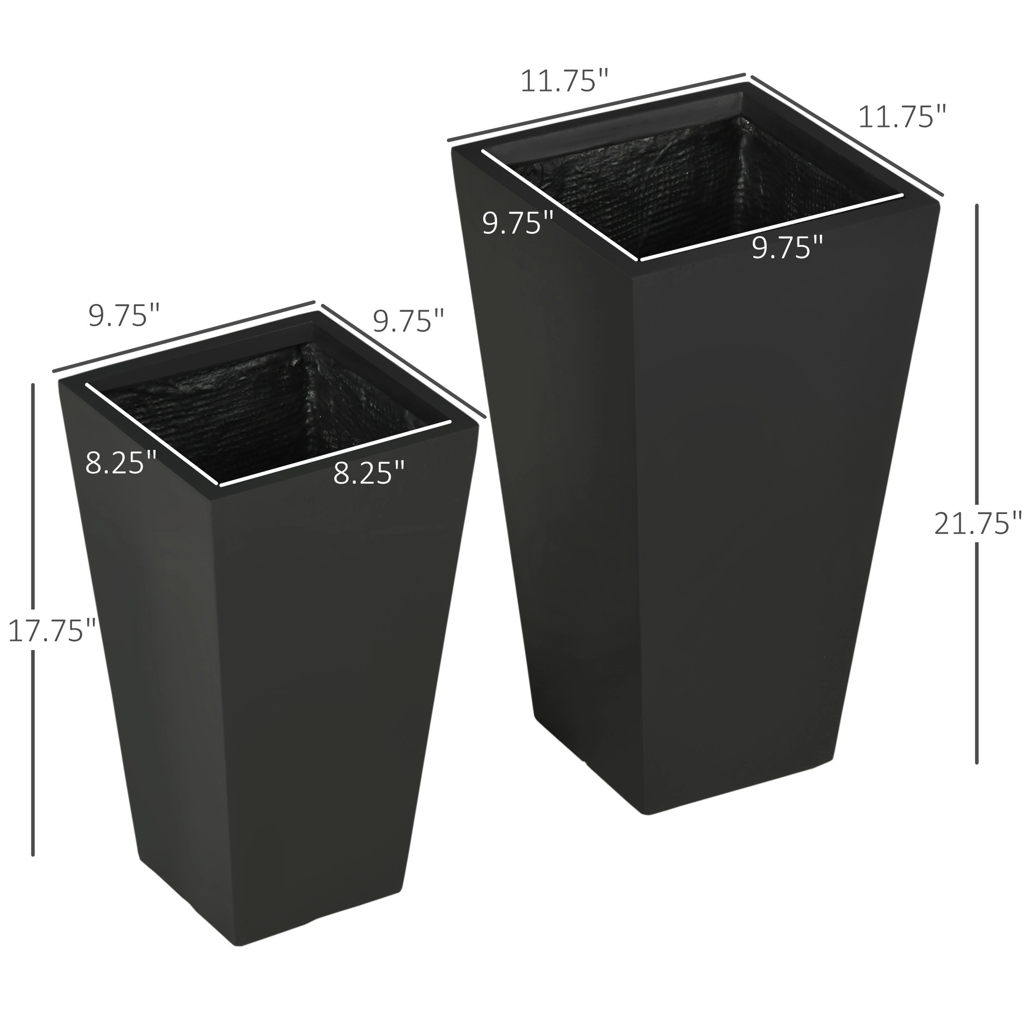 HONGGE 2-Pack Outdoor Planter Set Flower Pots with Drainage Holes Durable & Stackable Plant Pot 22in 18in for Porch