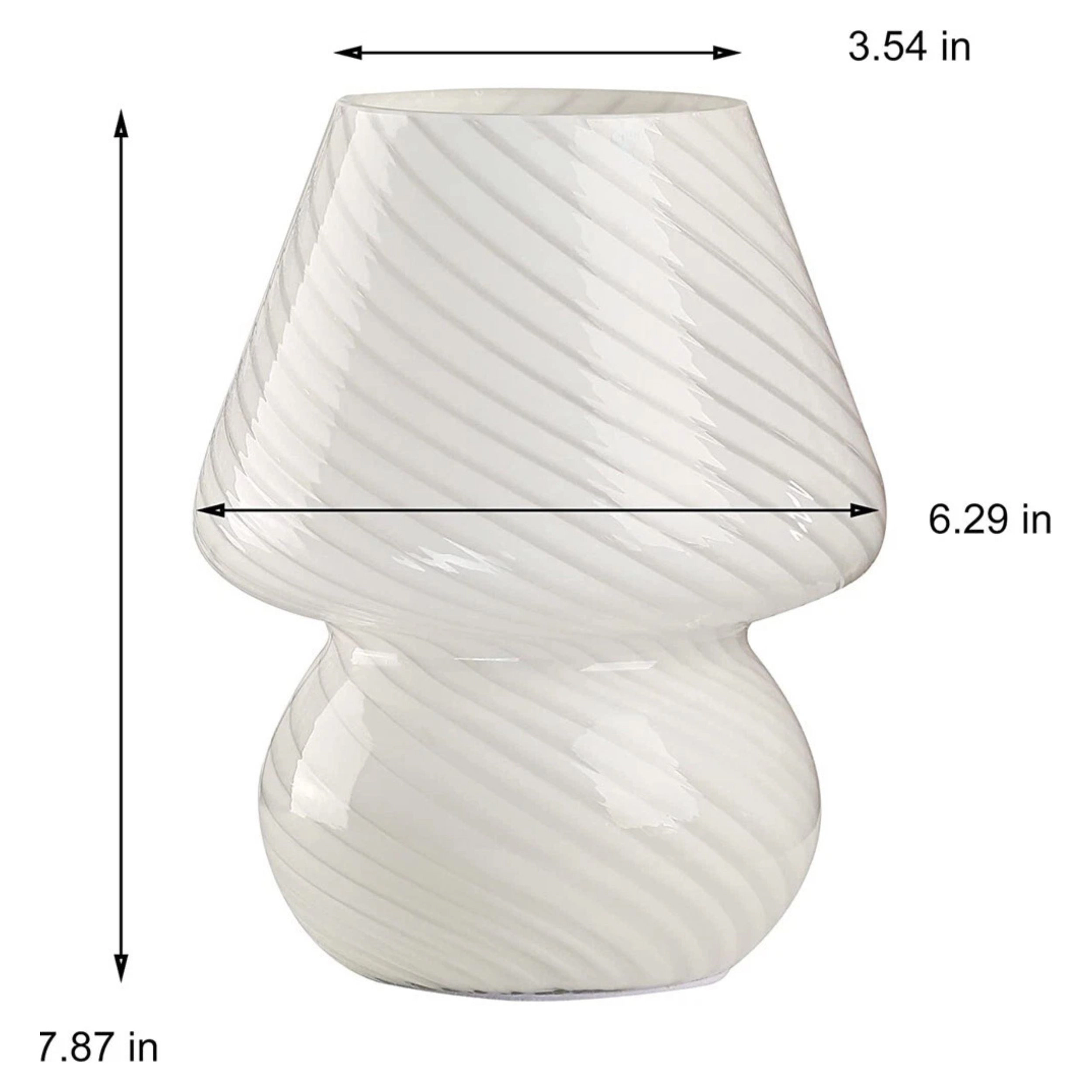 Home Collection Glass Mushroom Table Lamp with 3 Color Modes