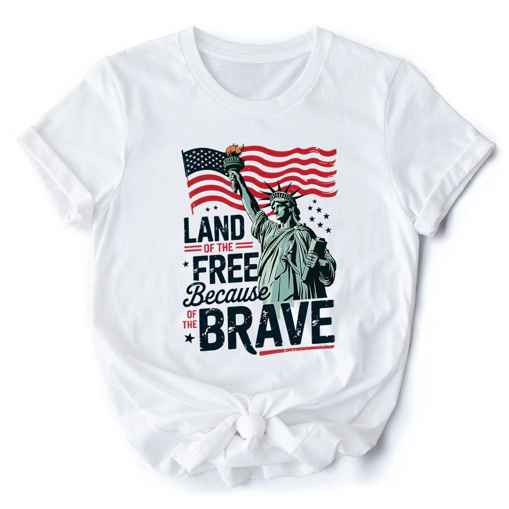 OrnamentallyYou Unisex Land Of The Free Because Brave 4th July T-Shirt