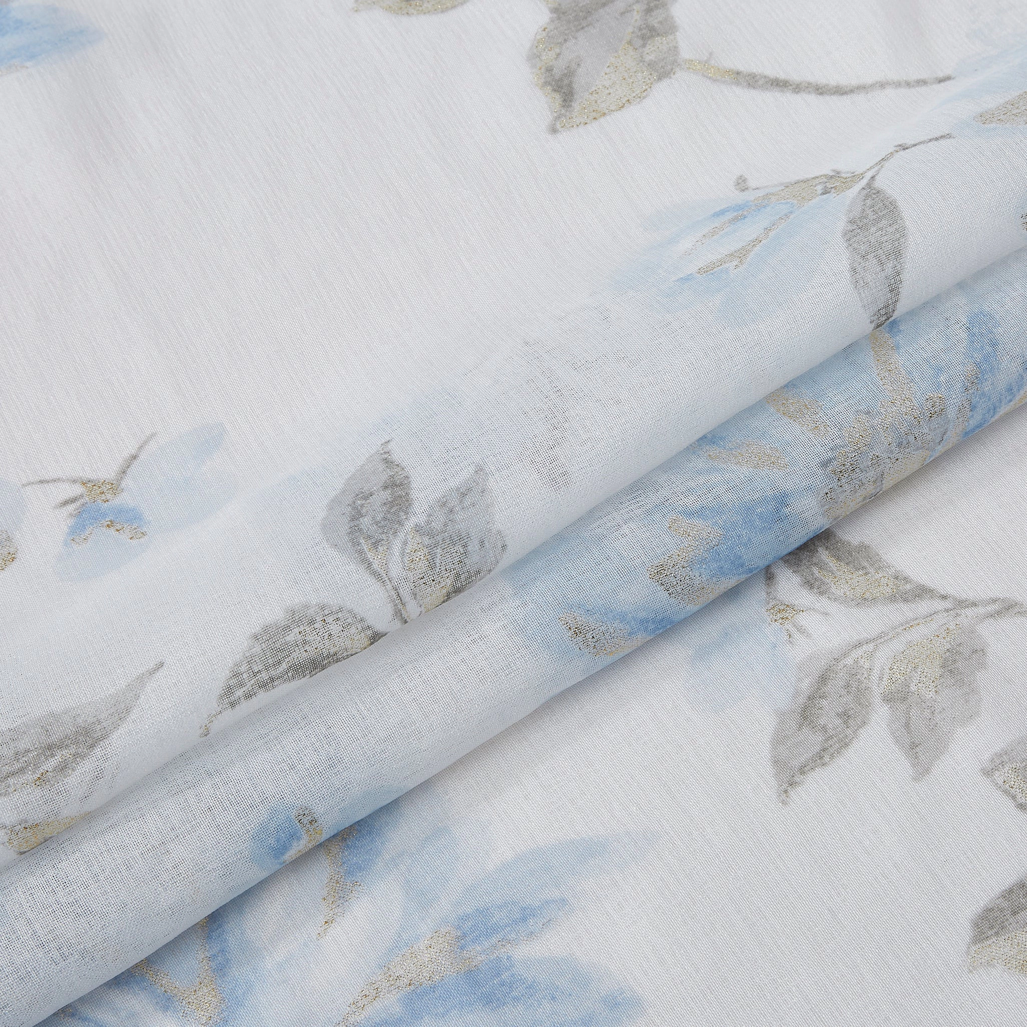 Dainty Home Jacqueline Linen Textured Metallic Fabric Shower Curtain with 12 Matching Hooks 70" x 72"