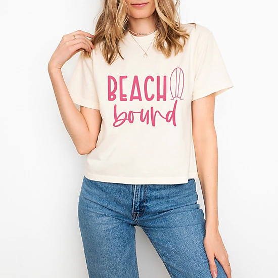 Simply Sage Market - Beach Bound - Women's Boxy Crop Top Graphic T-Shirt
