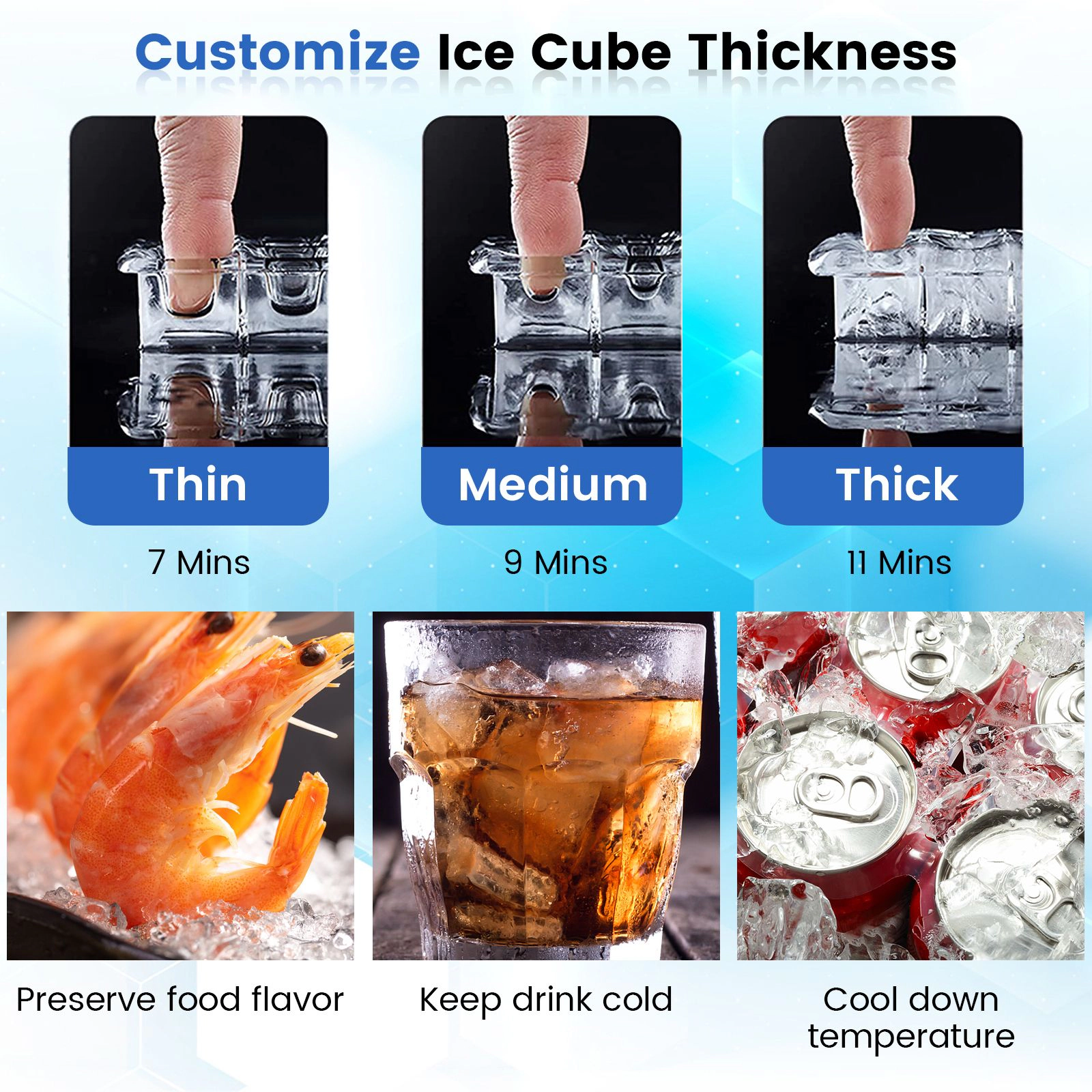 SlickBlue Silver Black Freestanding Ice Machine, 80 Lbs Daily, 24 Lbs Storage, 24H Timer